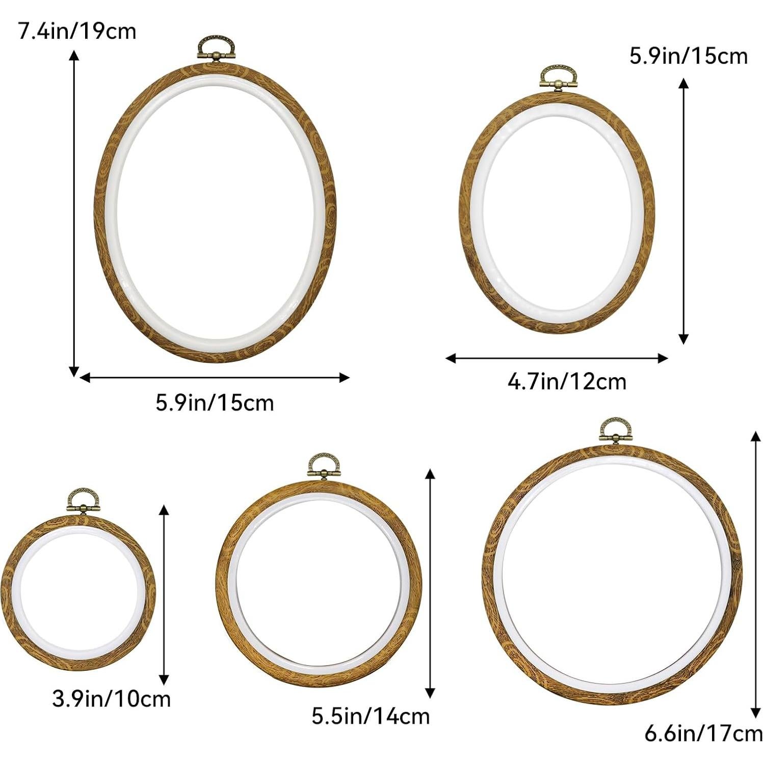 Aros de Bordado Faylapa 5 Pcs Redondos y Ovalados 10-19 cm