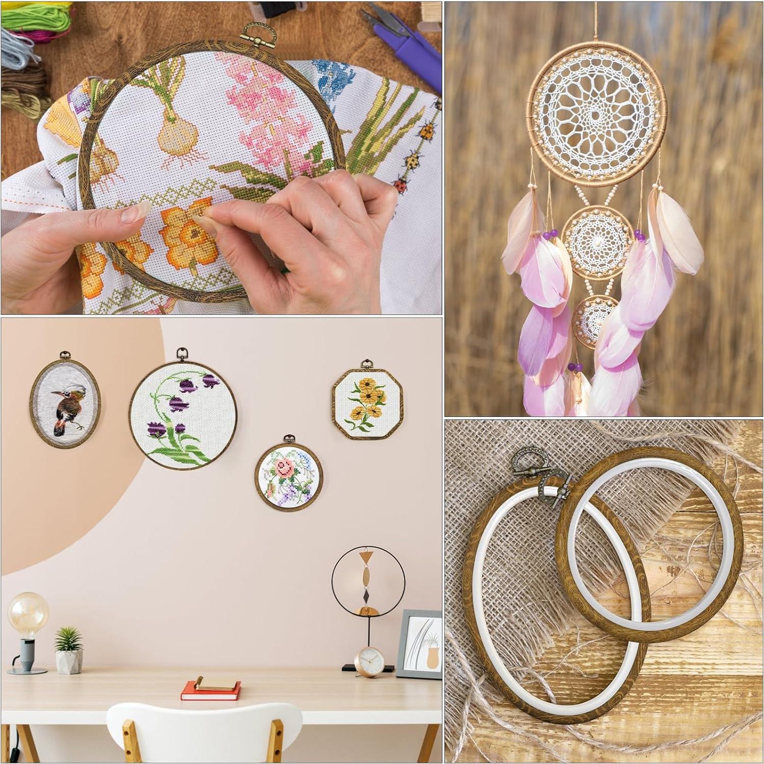 Aros de Bordado Faylapa 5 Pcs Redondos y Ovalados 10-19 cm