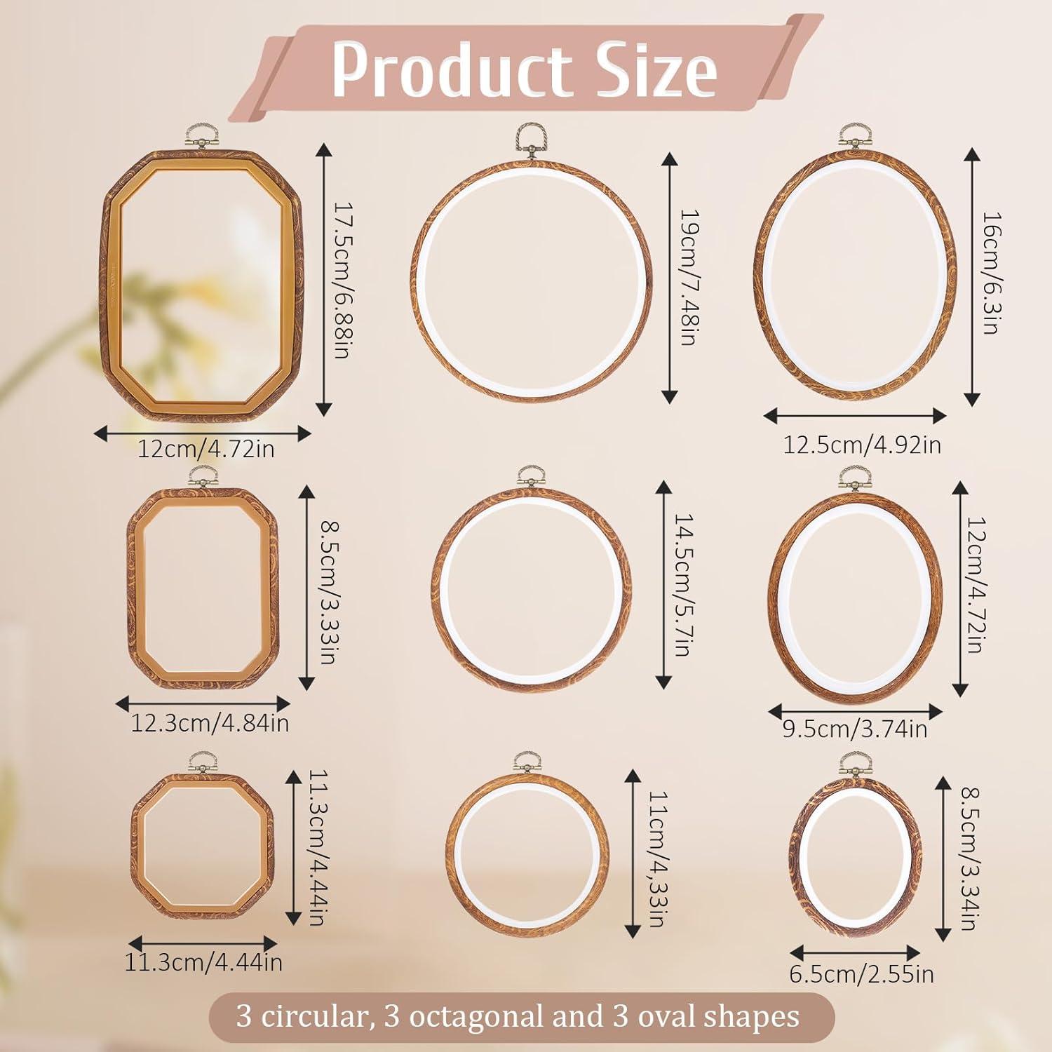 9 Aros de Bordado Imitación Madera Josojoou - Varios Tamaños