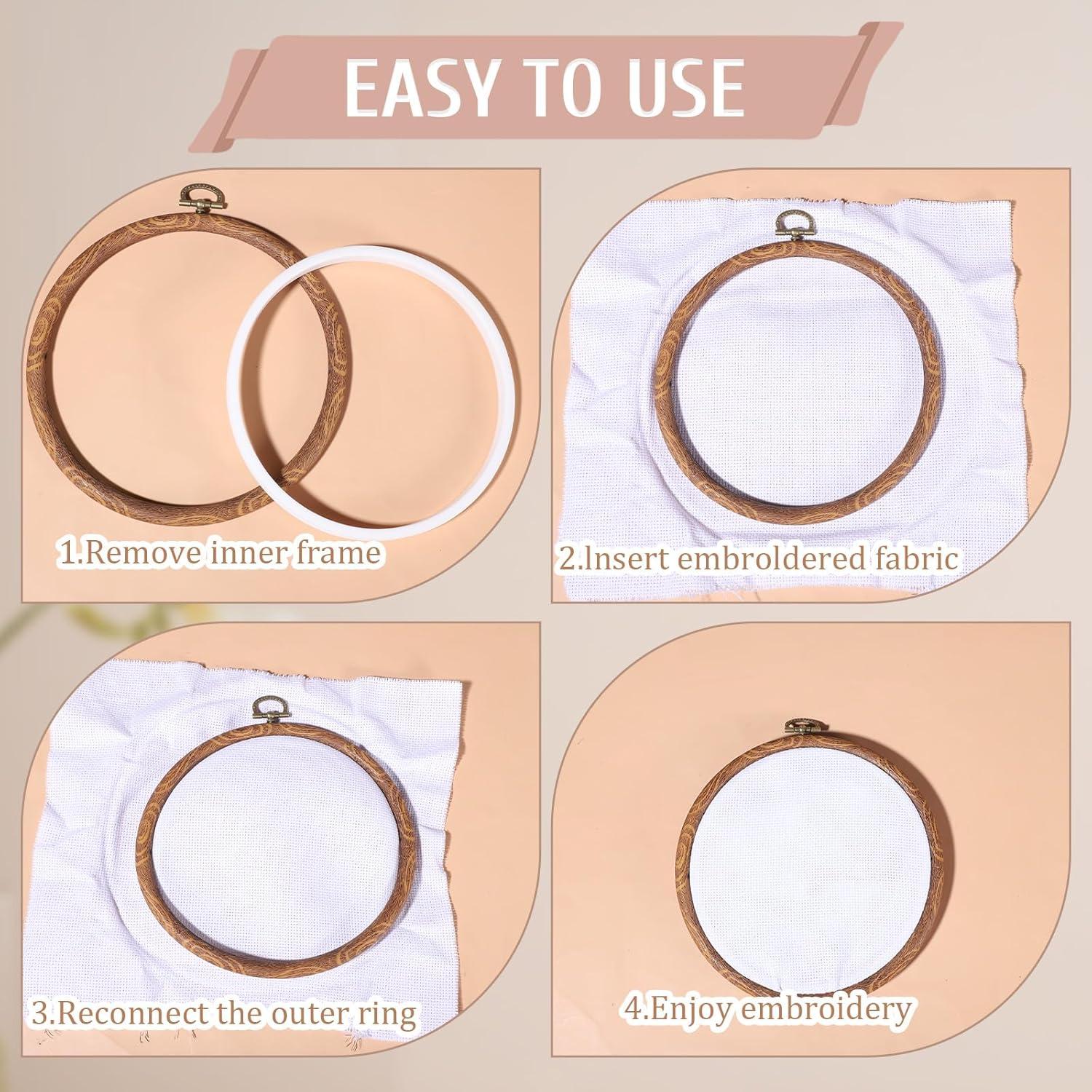 9 Aros de Bordado Imitación Madera Josojoou - Varios Tamaños