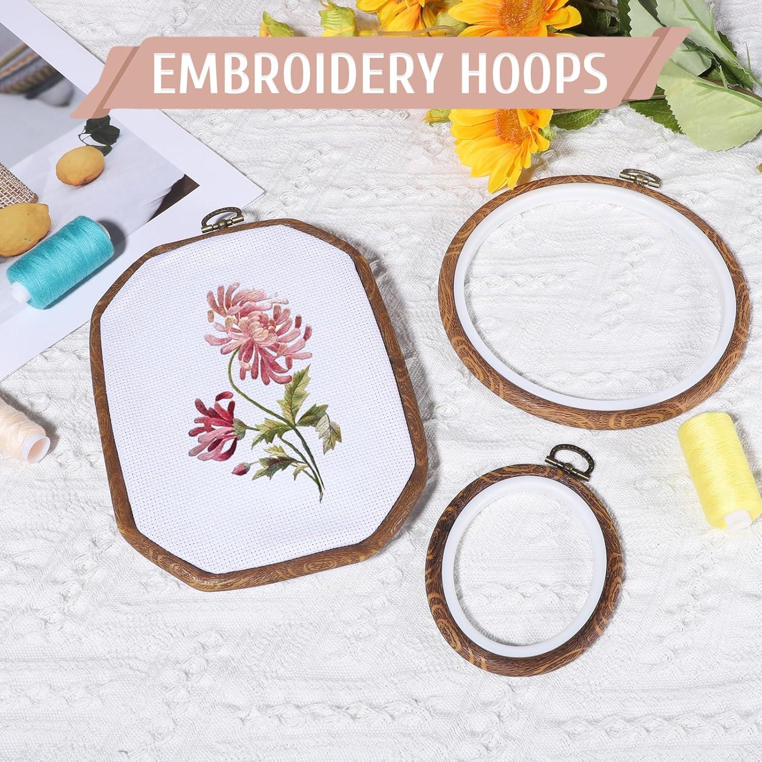 9 Aros de Bordado Imitación Madera Josojoou - Varios Tamaños