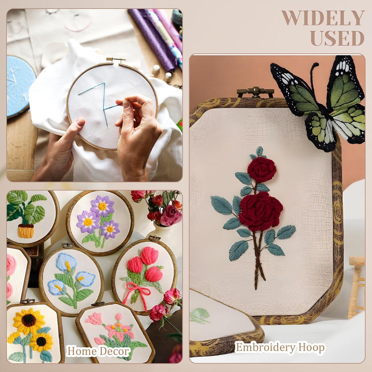 9 Aros de Bordado Imitación Madera Josojoou - Varios Tamaños