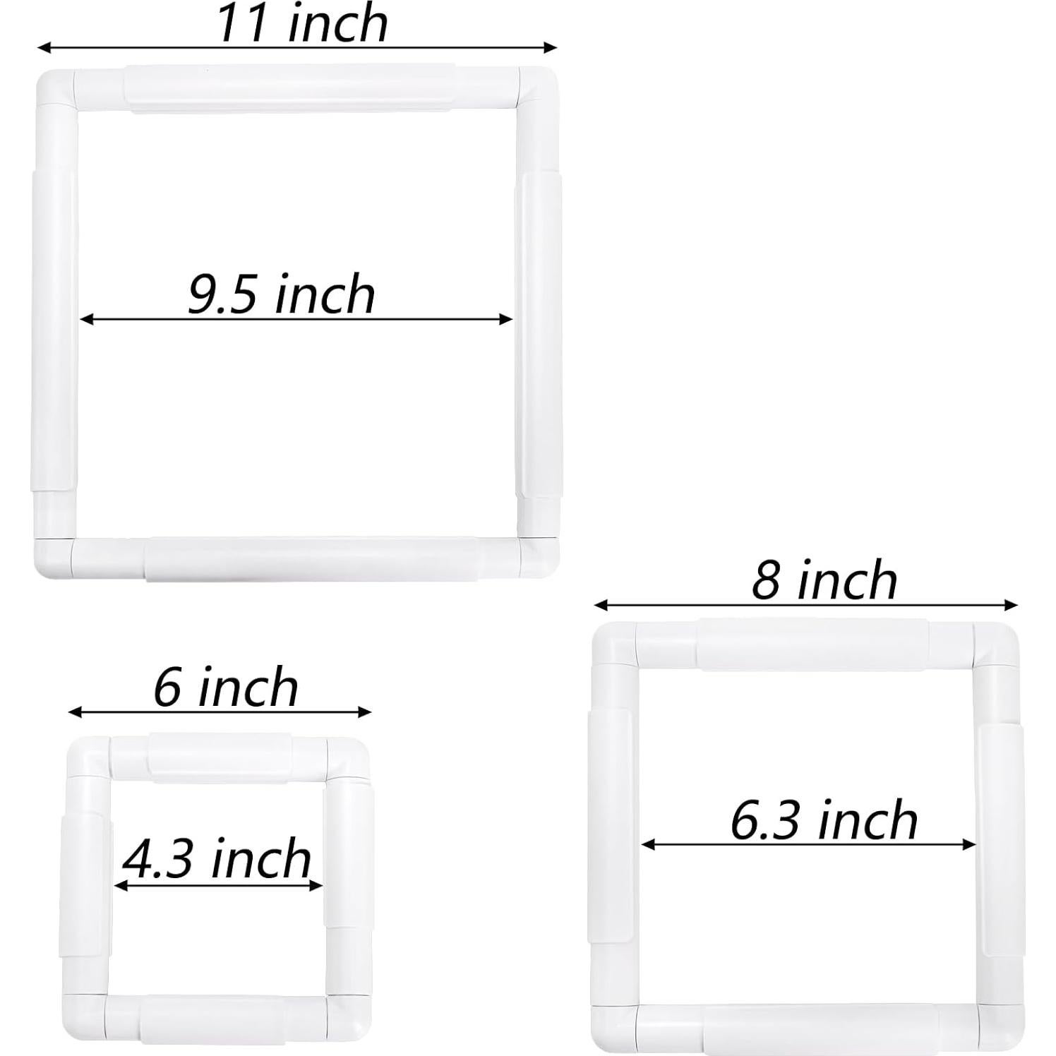 Paquete de 3 Aros de Bordado Cuadrados Tosnail 15-28 cm