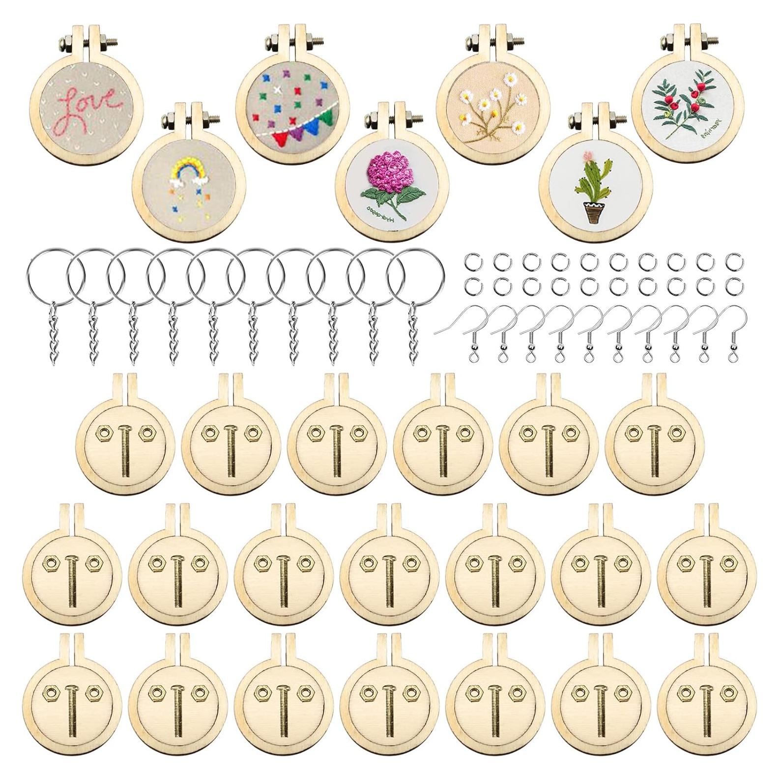 ZOCONE 20 Paquetes Aros de Bordado de Madera Redondos