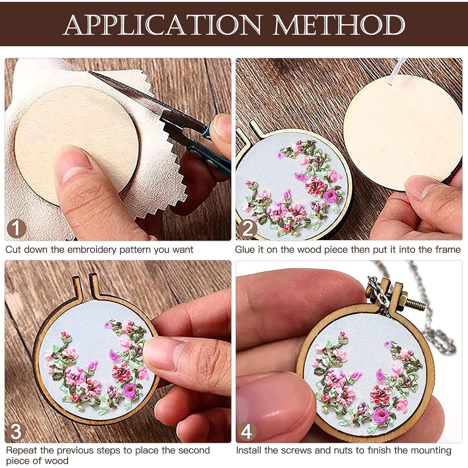 ZOCONE 20 Paquetes Aros de Bordado de Madera Redondos