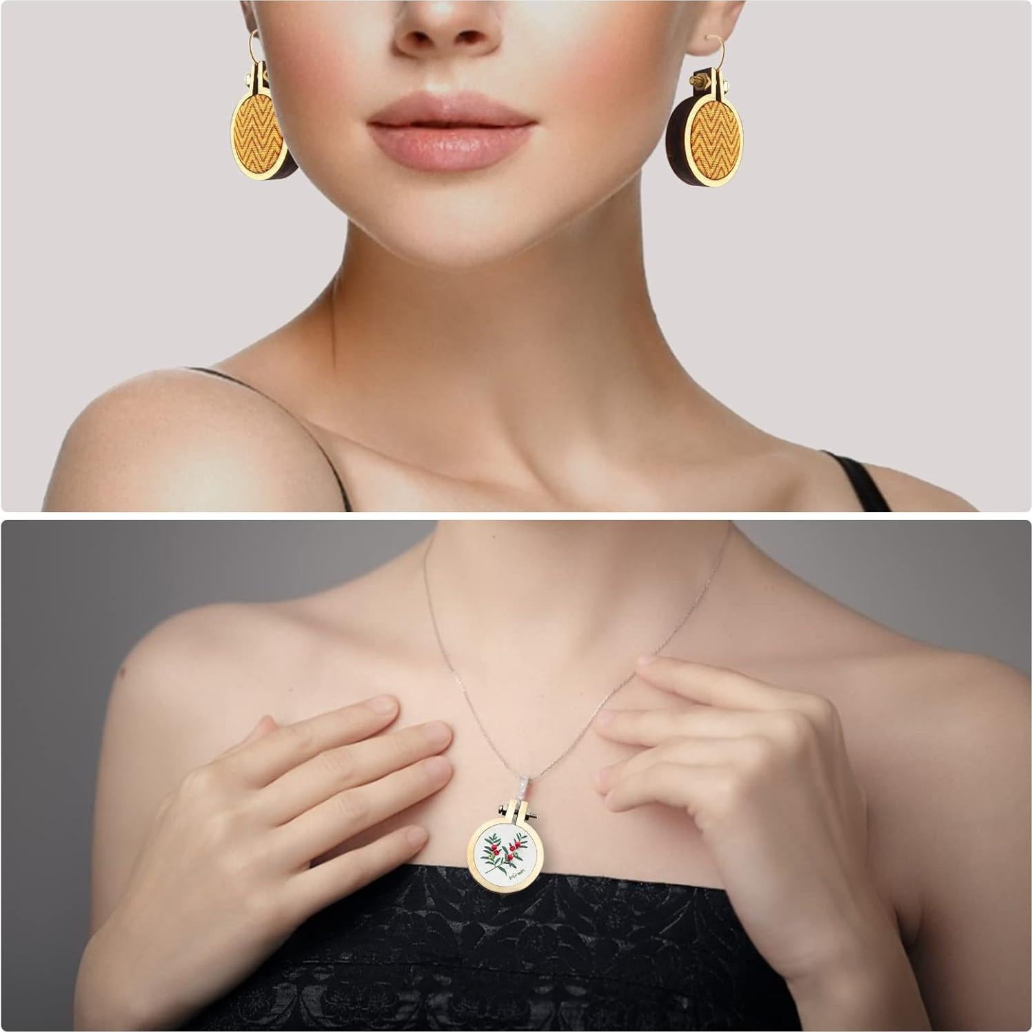 ZOCONE 20 Paquetes Aros de Bordado de Madera Redondos