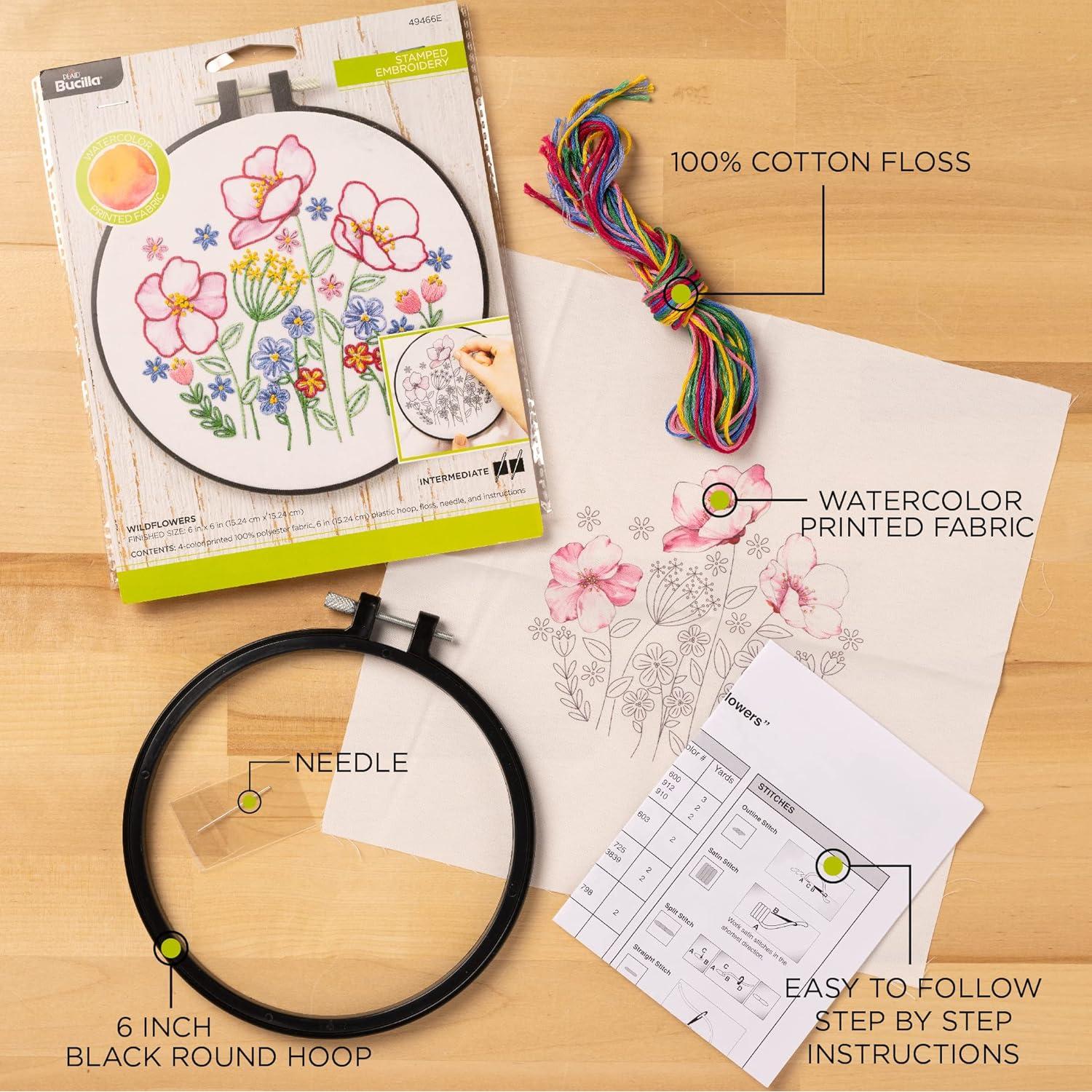 Kit de Bordado Estampado Acuarela Bucilla 6" Poder Floral