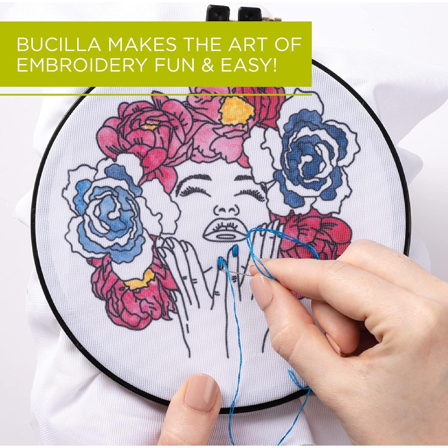 Kit de Bordado Estampado Acuarela Bucilla 6" Poder Floral