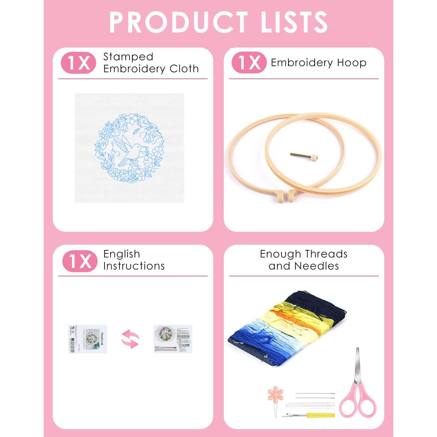 Kit de Bordado TINDTOP Colibrí para Principiantes Adultos