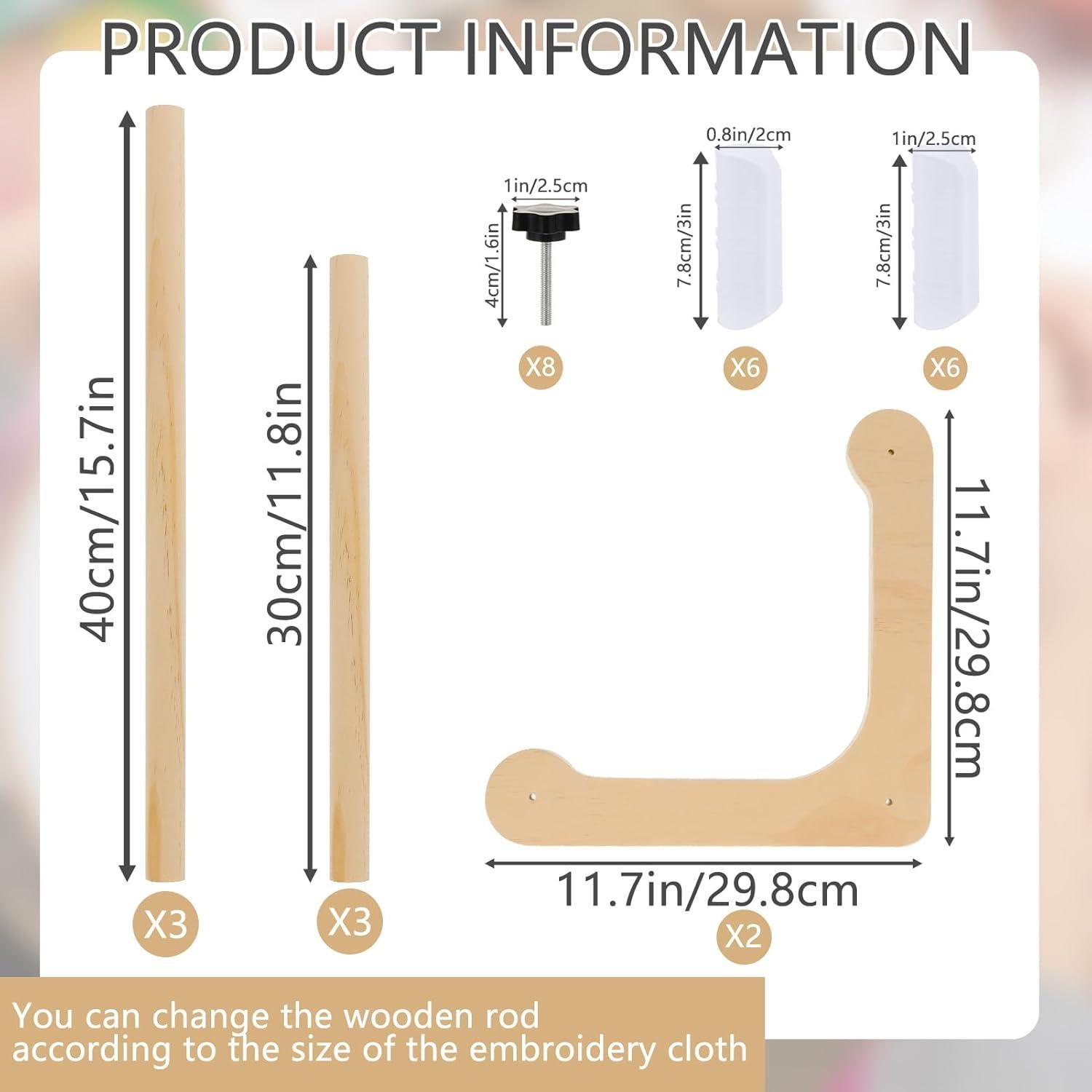Adjustable Embroidery Table Stand,Cross Stitch Hoop Stand,Wood Embroidery Holder,Cross Stitch Frame for Lap or Table Top Cross Stitch or Tapestry Needlepoint Embroidery,2 Sizes Rod ( 11.8" and15.75)