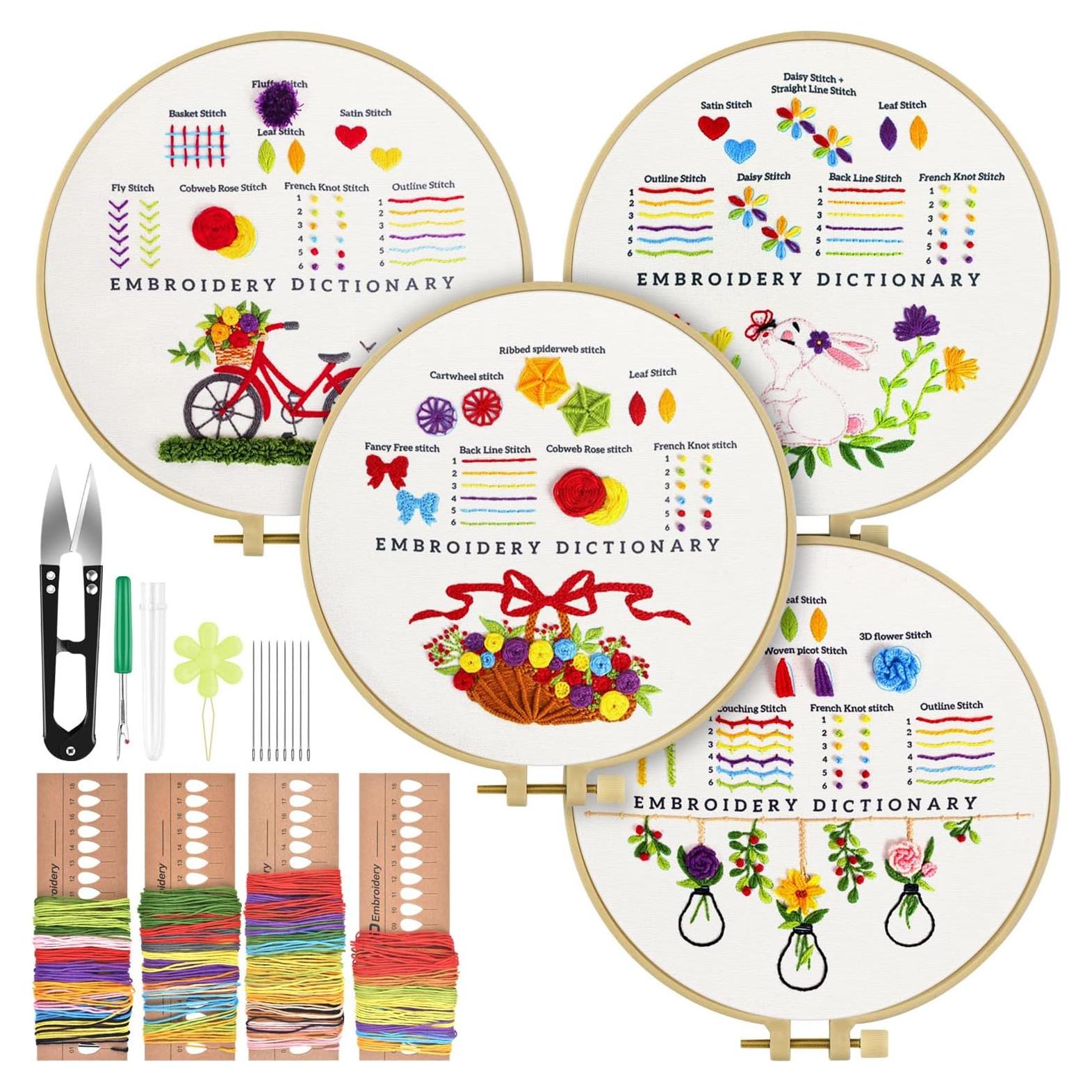 Kit de Bordado TINDTOP para Principiantes - Incluye Tela, Hilos y Agujas