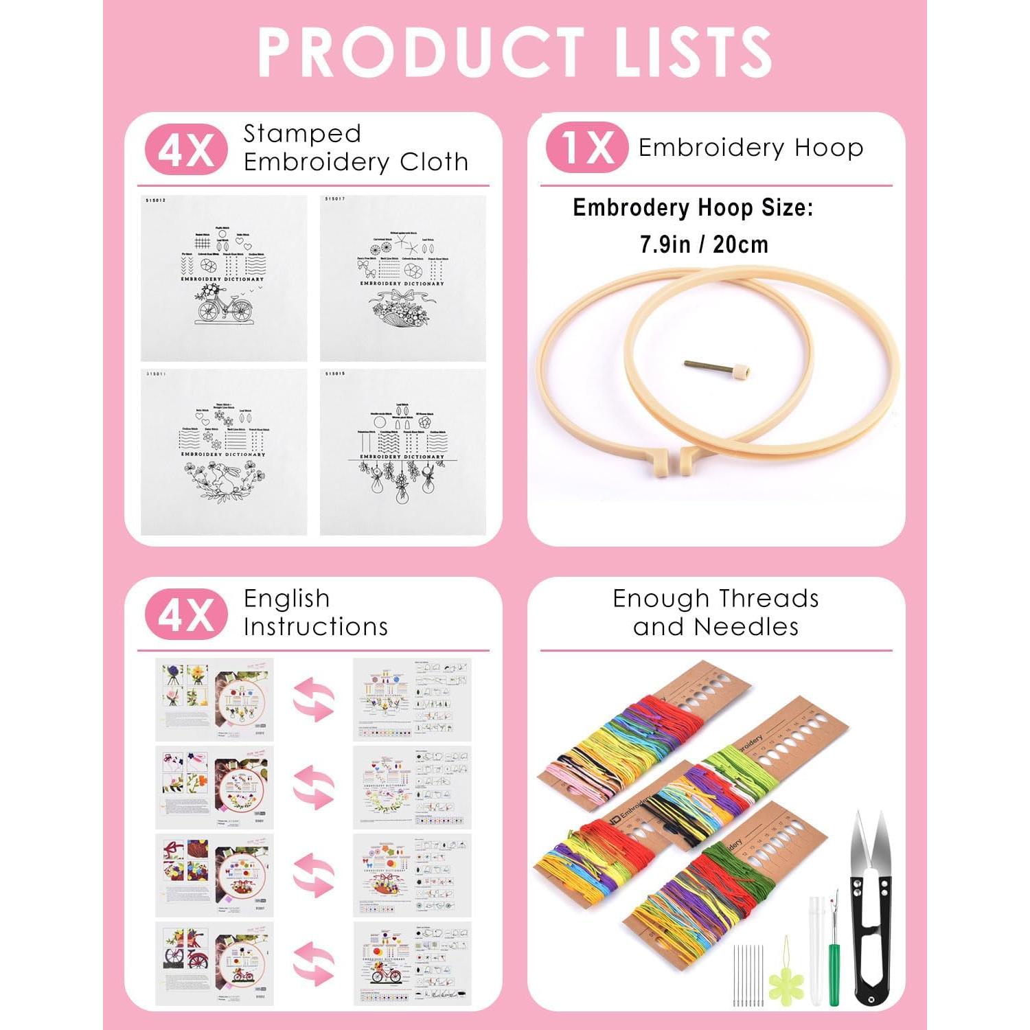 Kit de Bordado TINDTOP para Principiantes - Incluye Tela, Hilos y Agujas