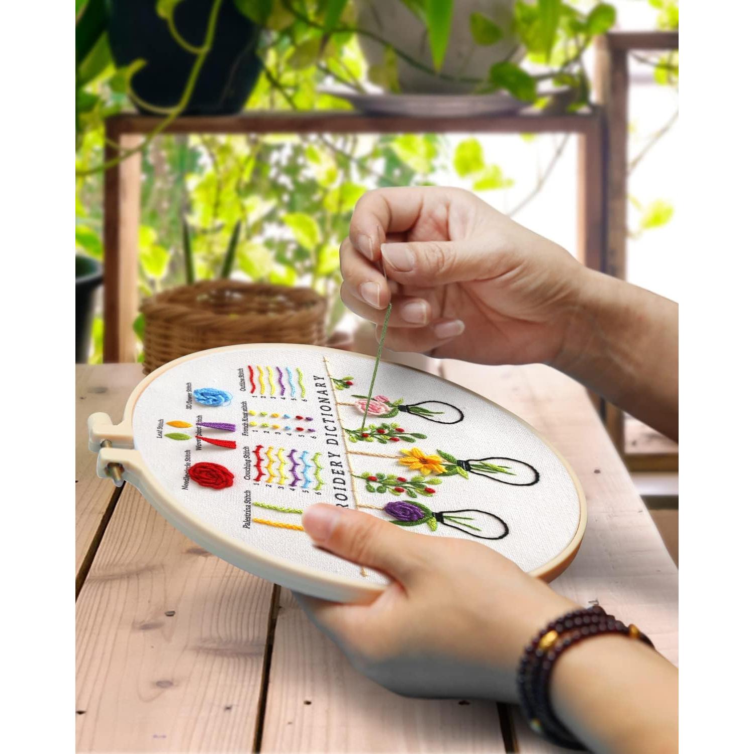 Kit de Bordado TINDTOP para Principiantes - Incluye Tela, Hilos y Agujas