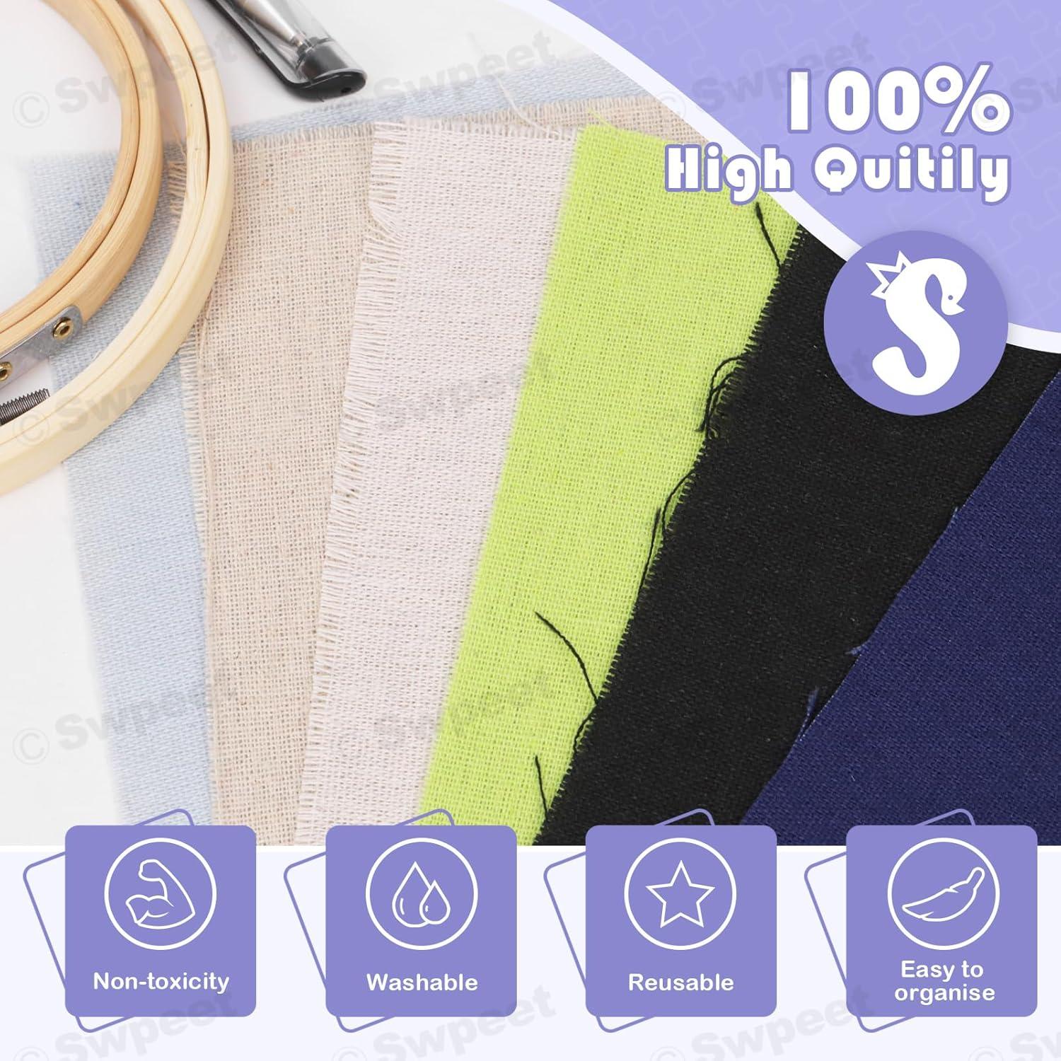 Kit de Bordado Swpeet 21 Piezas con Tela de Lino y Hilo