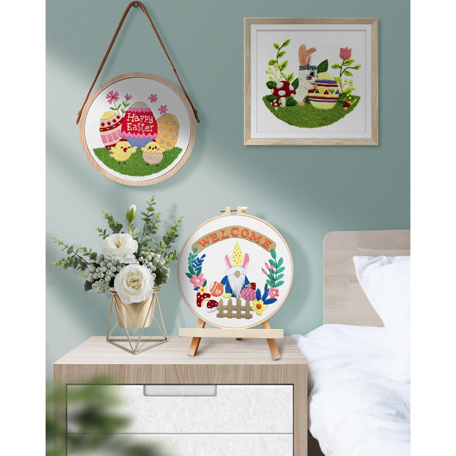 Kit de Bordado TINDTOP para Adultos - 3 Piezas con Aro y Hilos