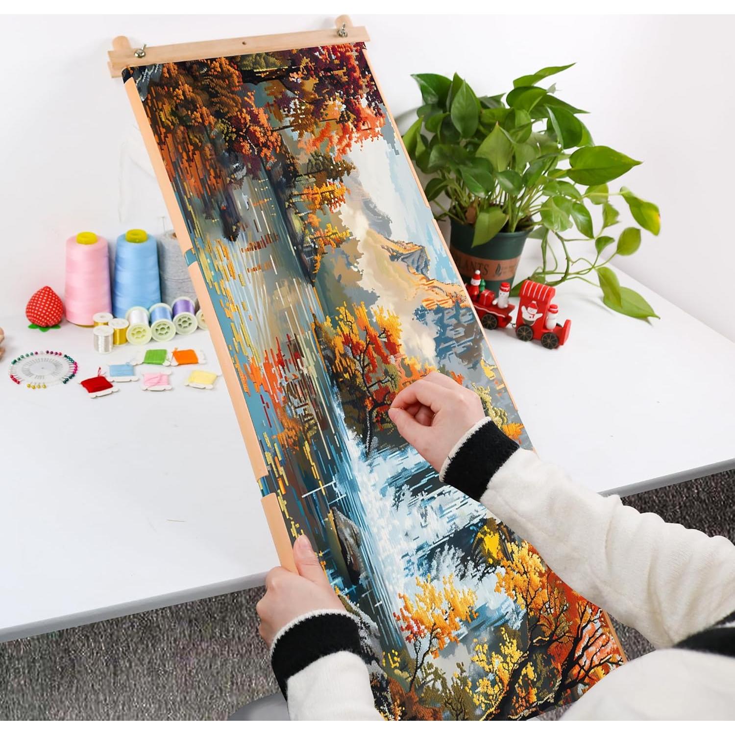 Marco de Bordado Desmontable Guofa 76.8x30cm Madera Natural