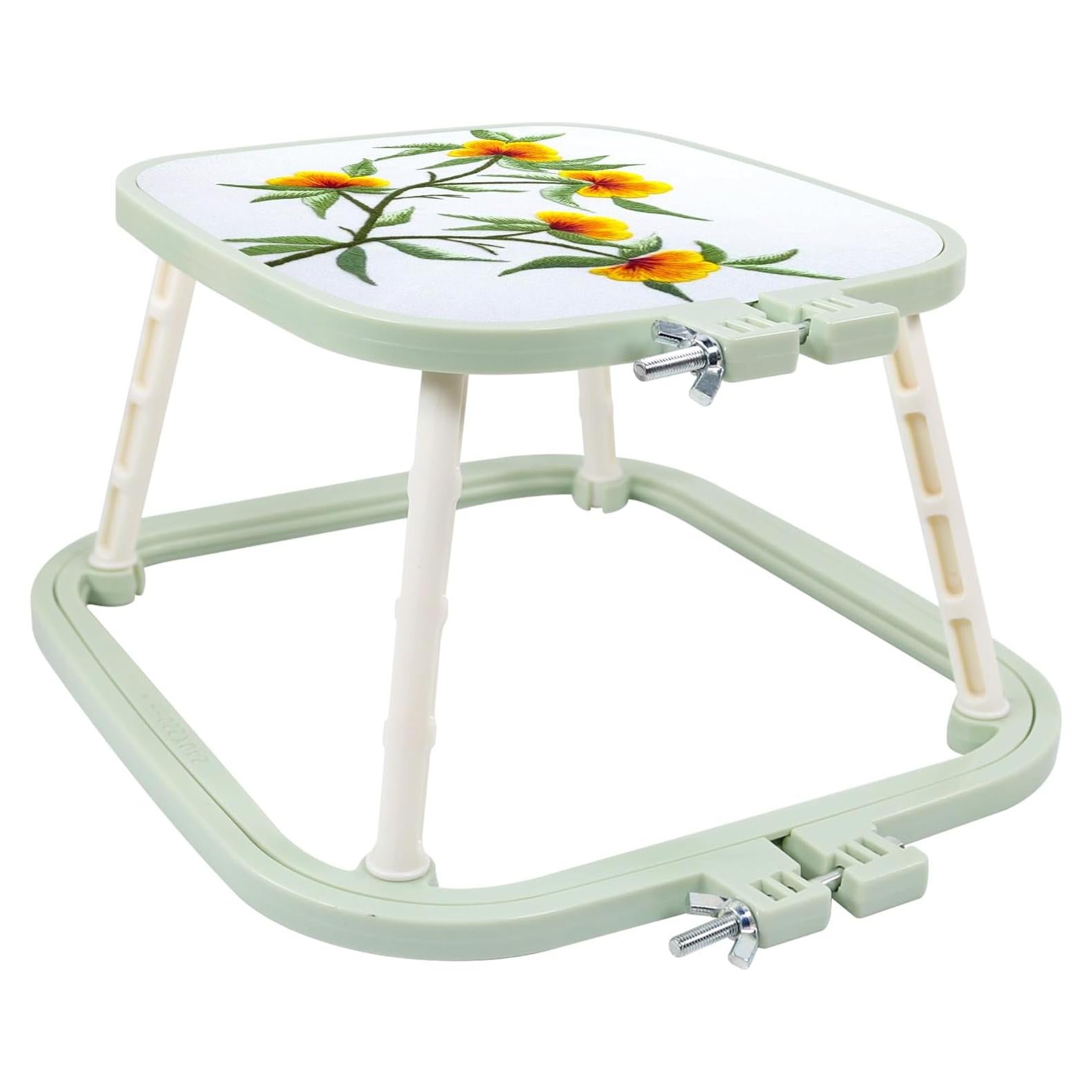 Soporte de Bordado Trapezoidal Guofa - 2 Aros Ajustables Verde