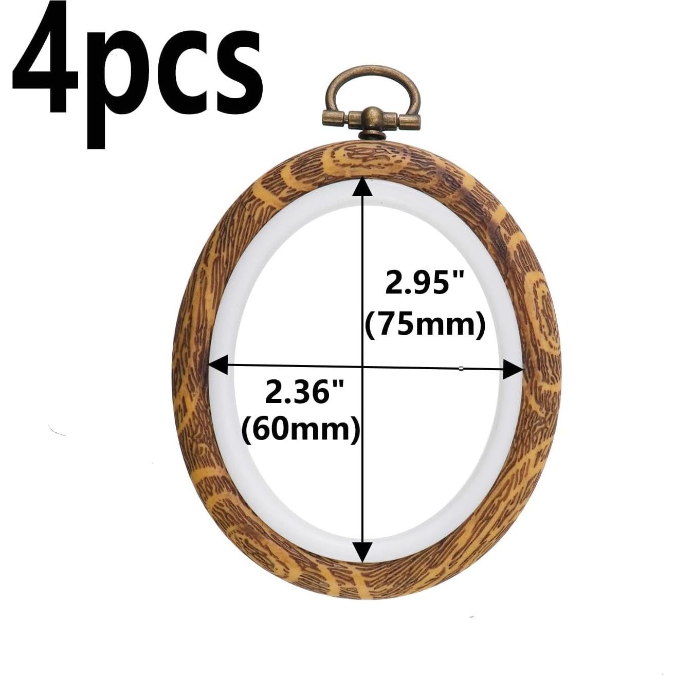 Aros de Bordado Ovalados Semetall 4pcs 60x75mm Imitación Madera