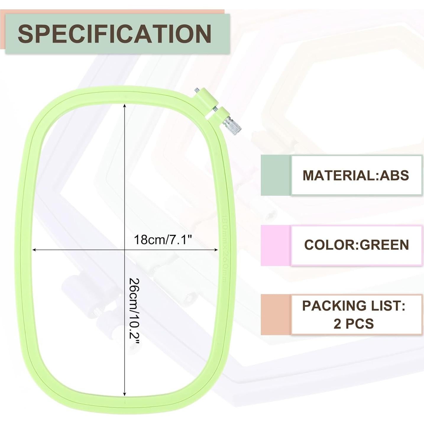 Aros de Bordado Rectangulares PATIKIL 18x26 cm Verde - 2 Piezas