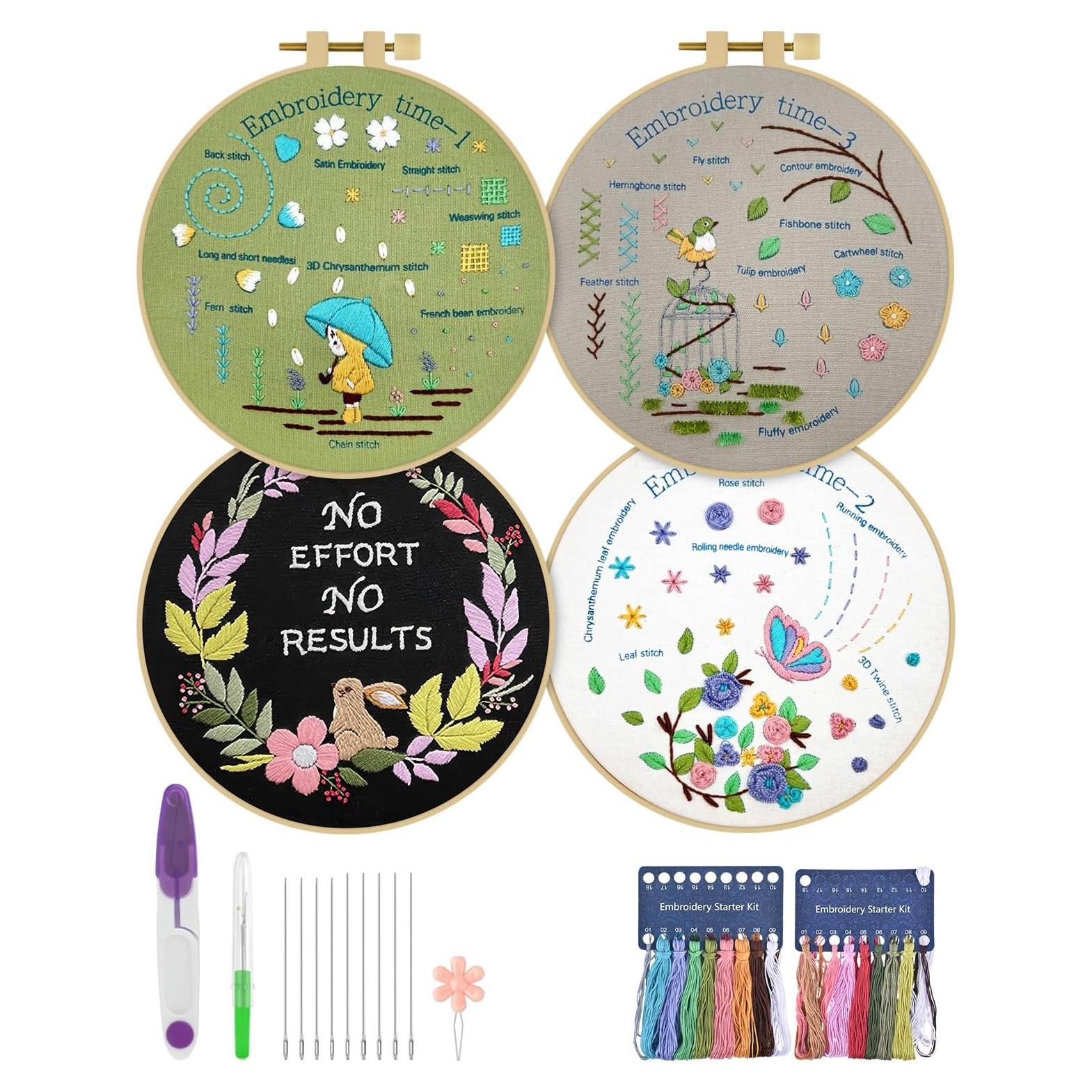 Kit de Bordado para Principiantes ERKOON con 5 Patrones y Herramientas