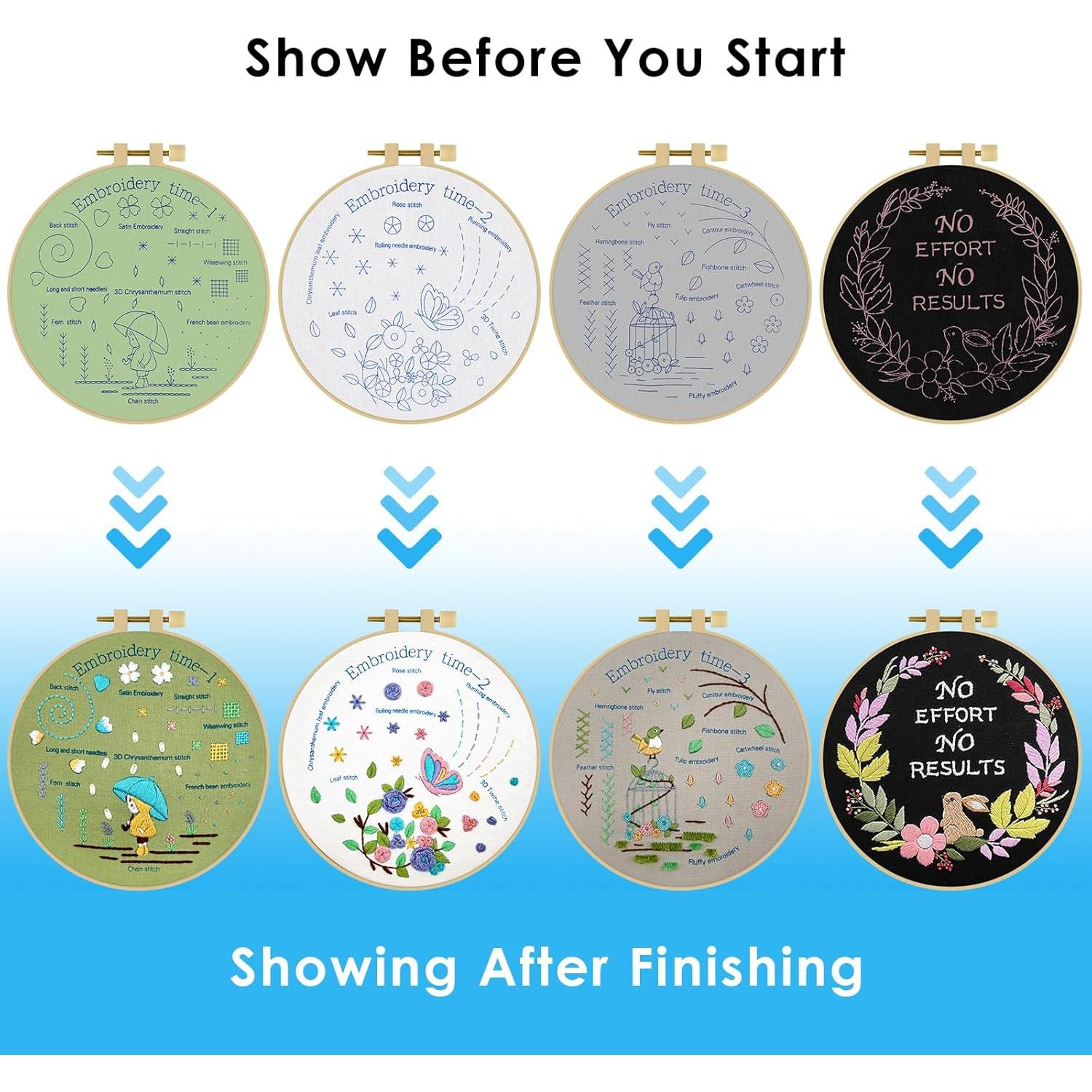 Kit de Bordado para Principiantes ERKOON con 5 Patrones y Herramientas