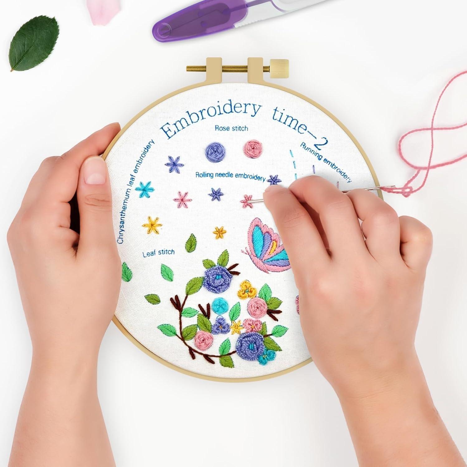 Kit de Bordado para Principiantes ERKOON con 5 Patrones y Herramientas