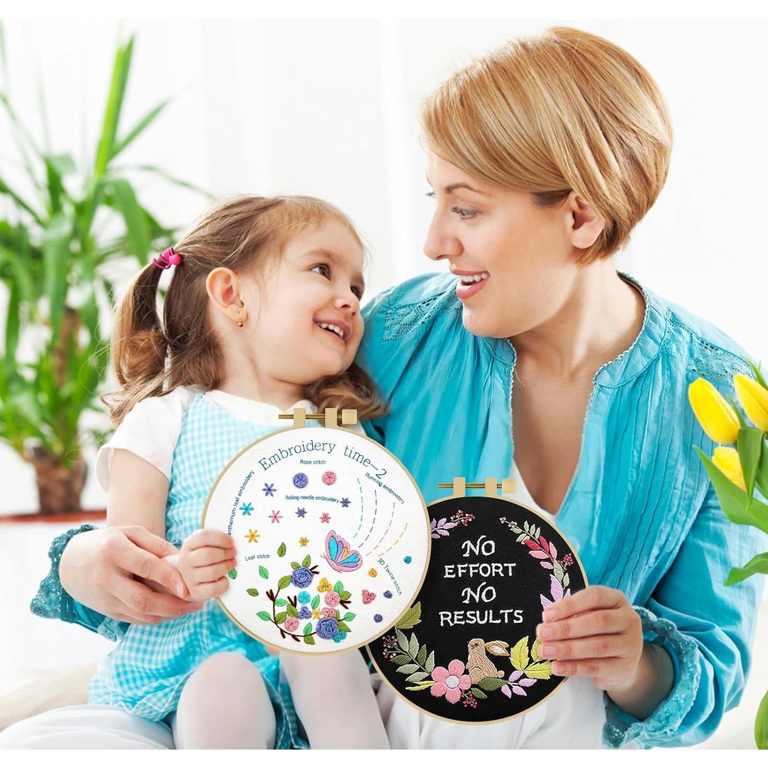 Kit de Bordado para Principiantes ERKOON con 5 Patrones y Herramientas