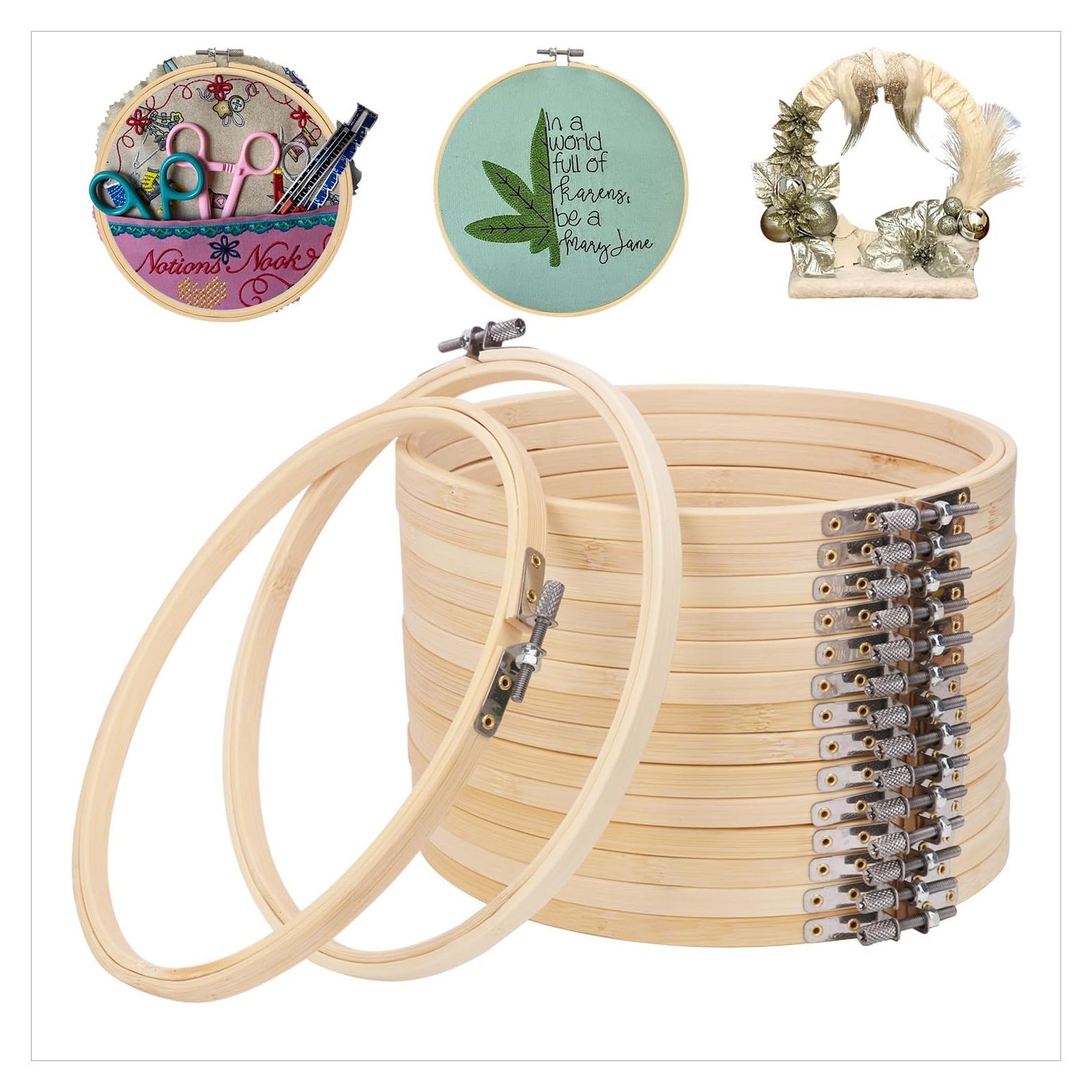 Juego de 16 Aros de Bordado Geytetqi 25 cm de Bambú Ecológico