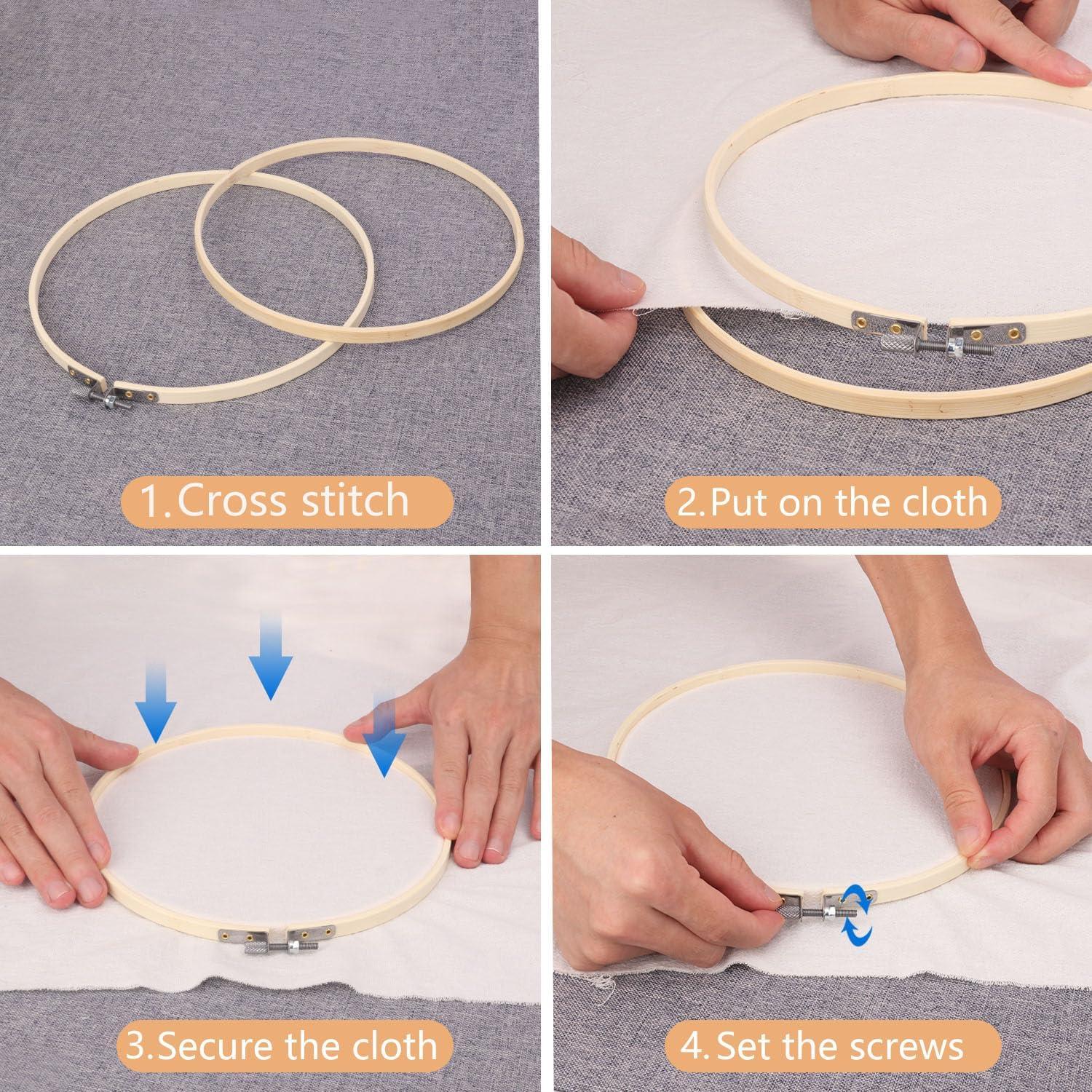 Juego de 16 Aros de Bordado Geytetqi 25 cm de Bambú Ecológico