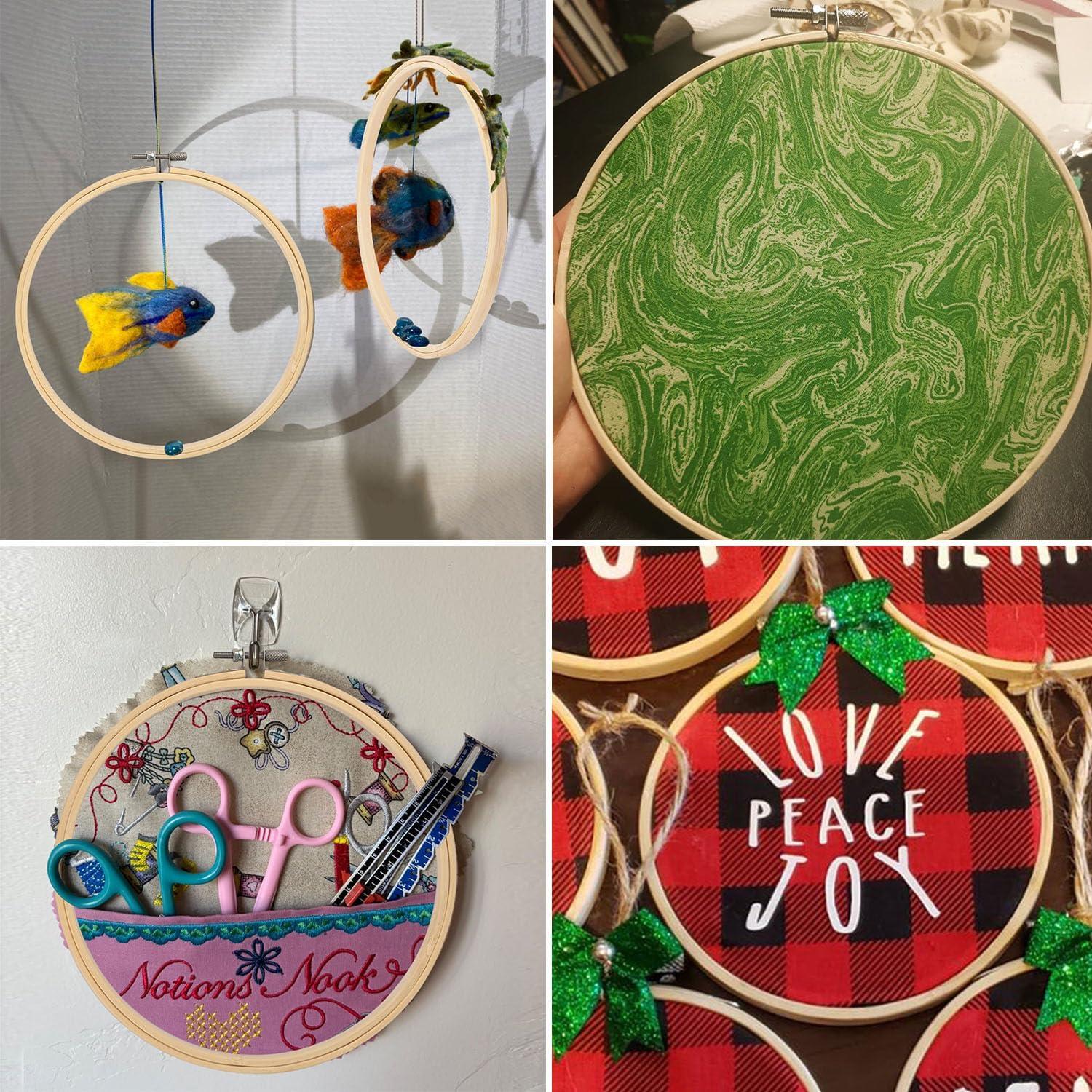 Juego de 16 Aros de Bordado Geytetqi 25 cm de Bambú Ecológico