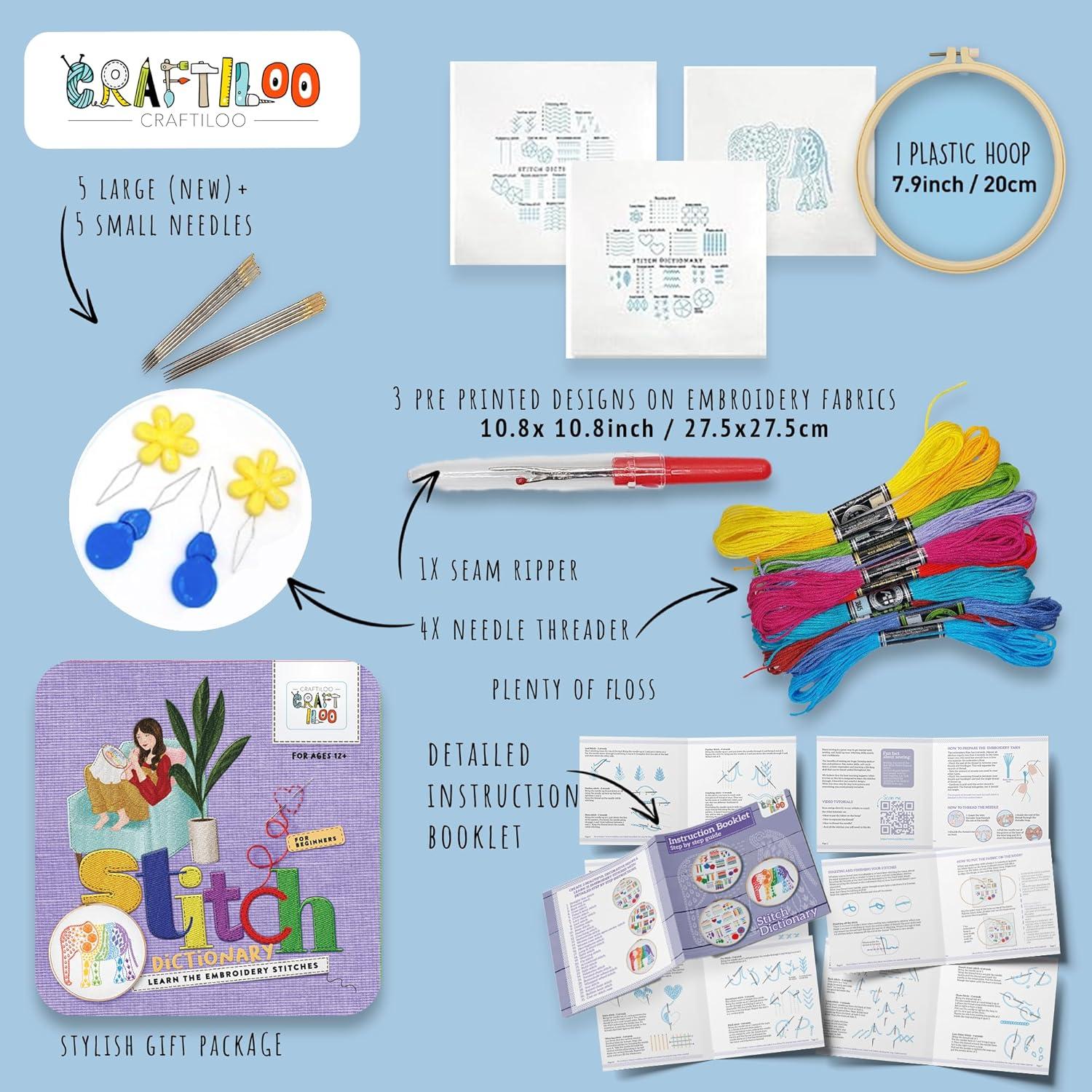 Kit de Bordado Craftiloo Elefante para Principiantes 20cm