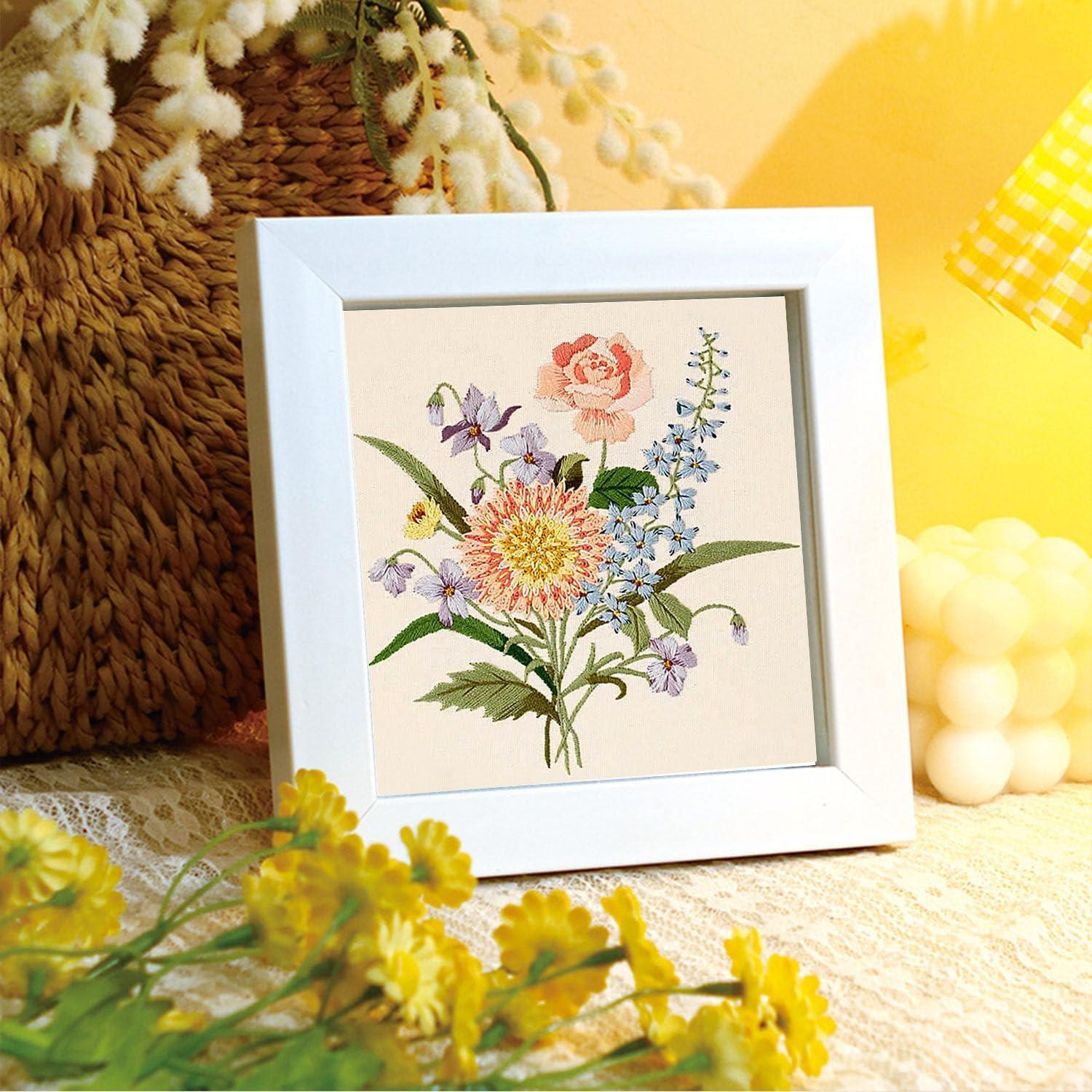 Kit de Bordado Floral MAMUNU para Principiantes - Manualidades DIY