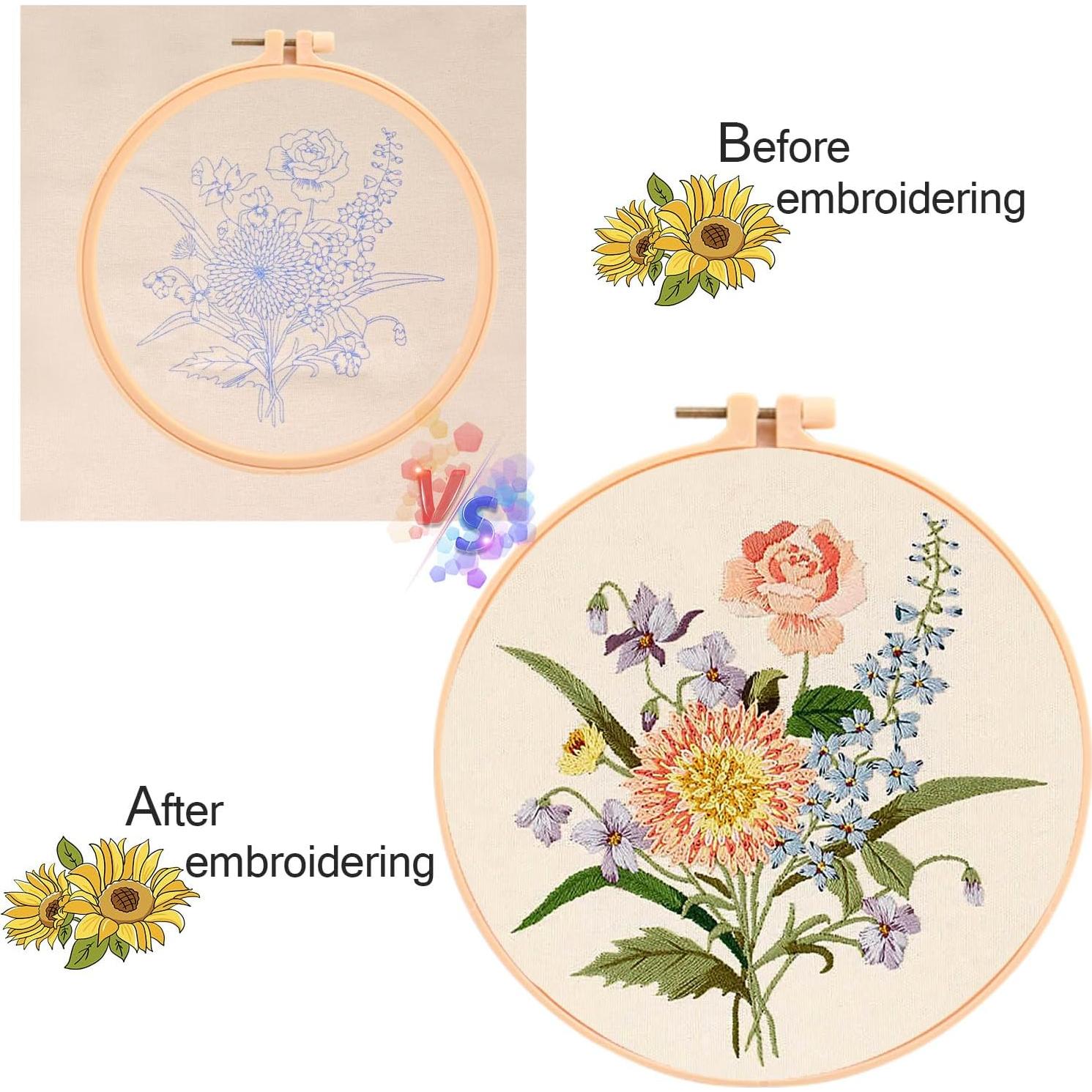 Kit de Bordado Floral MAMUNU para Principiantes - Manualidades DIY