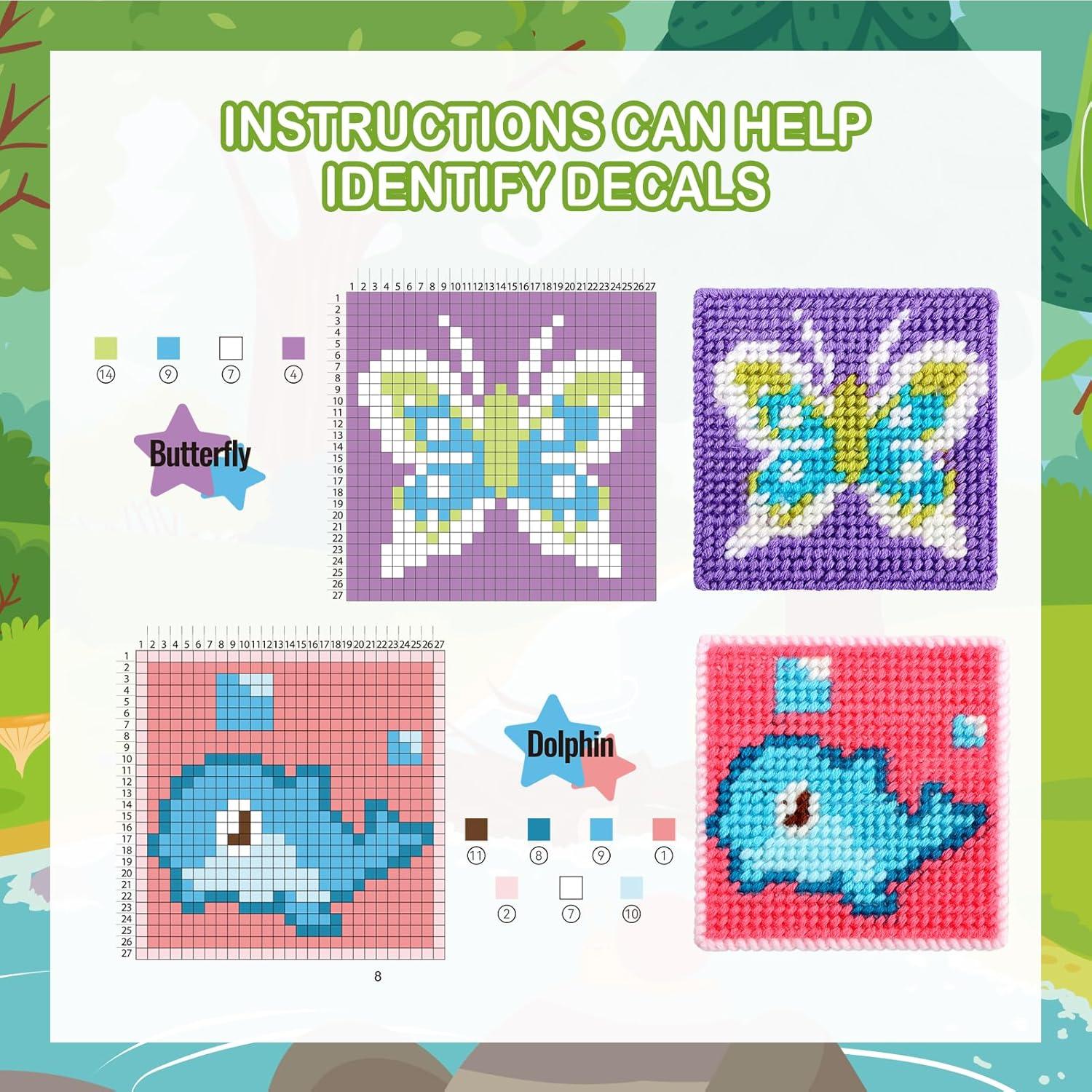 Kit de Bordado de Punto de Cruz Pllieay 10 en 1 para Niños