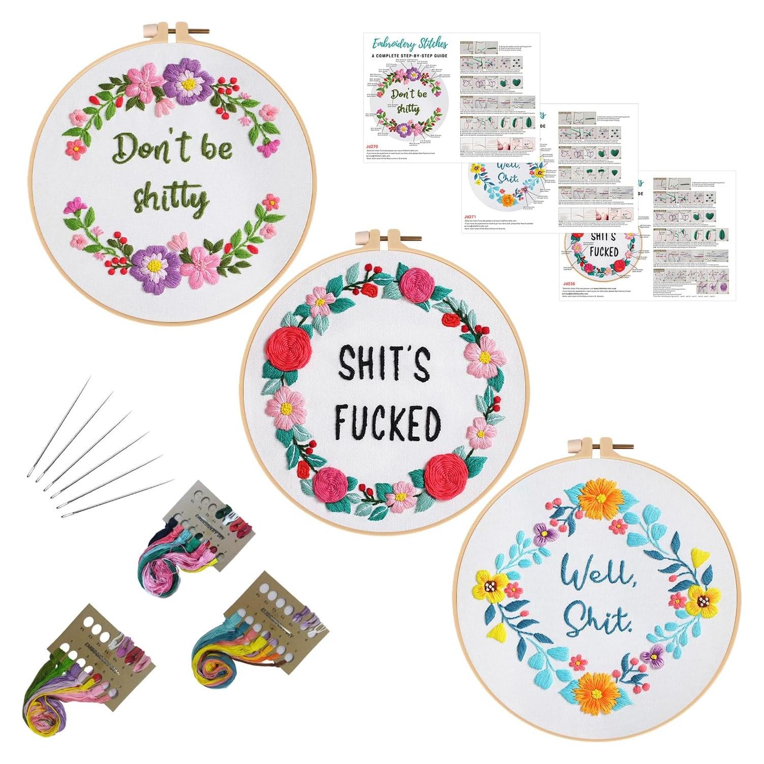 Kit de Bordado Louise Maelys 3 Piezas Floral para Adultos