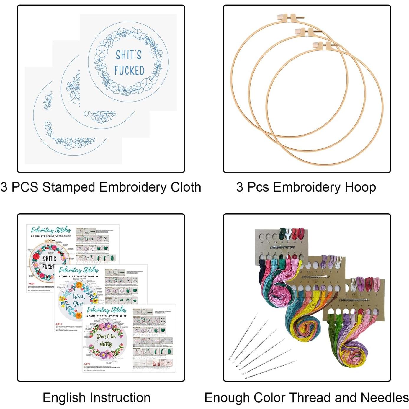 Kit de Bordado Louise Maelys 3 Piezas Floral para Adultos