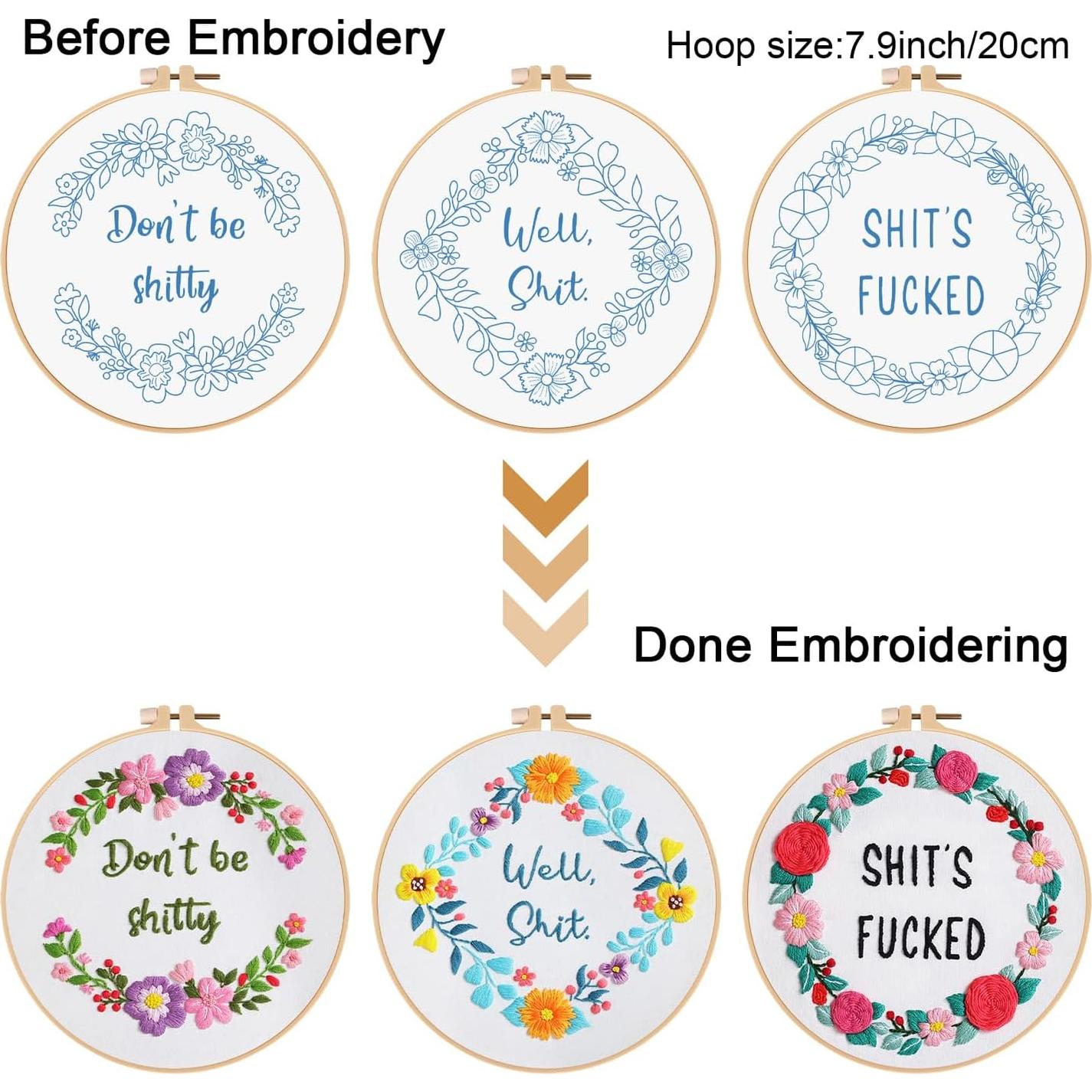 Kit de Bordado Louise Maelys 3 Piezas Floral para Adultos