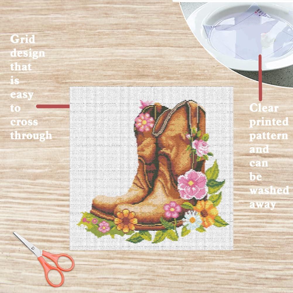 Kit de Punto Cruz FREEBLOSS Floral 17x22 cm para Principiantes