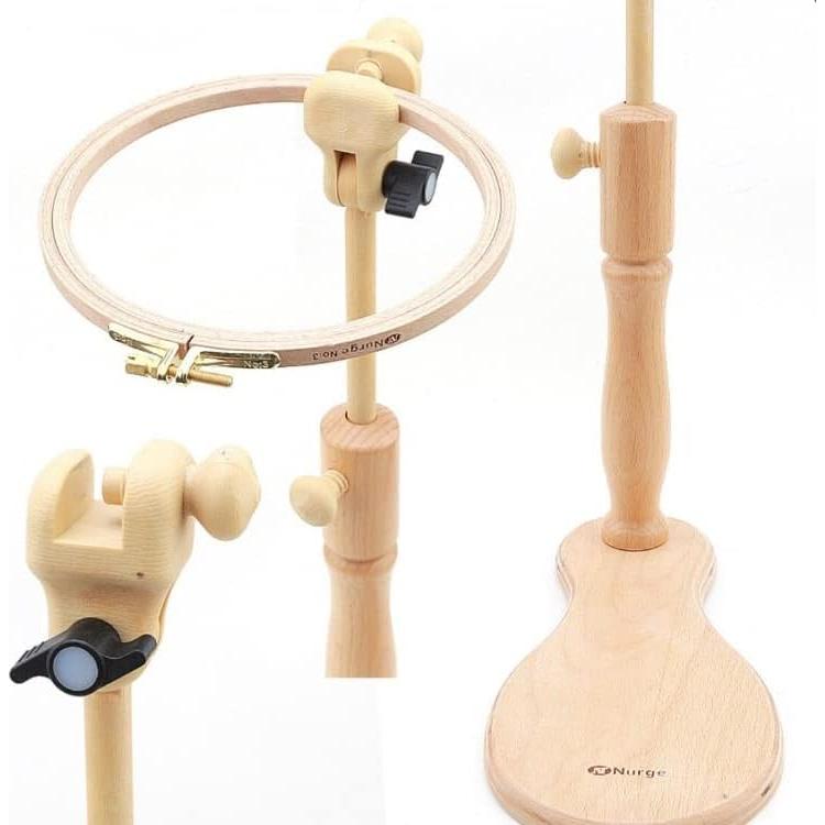 Soporte de Mesa de Bordado Ajustable NURGE 190-1 Madera Natural
