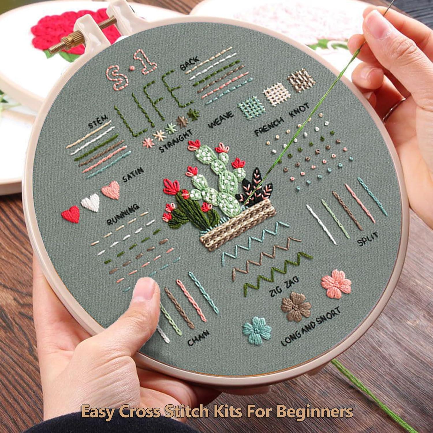 Kit de Bordado para Principiantes Consss - 3 Patrones Florales