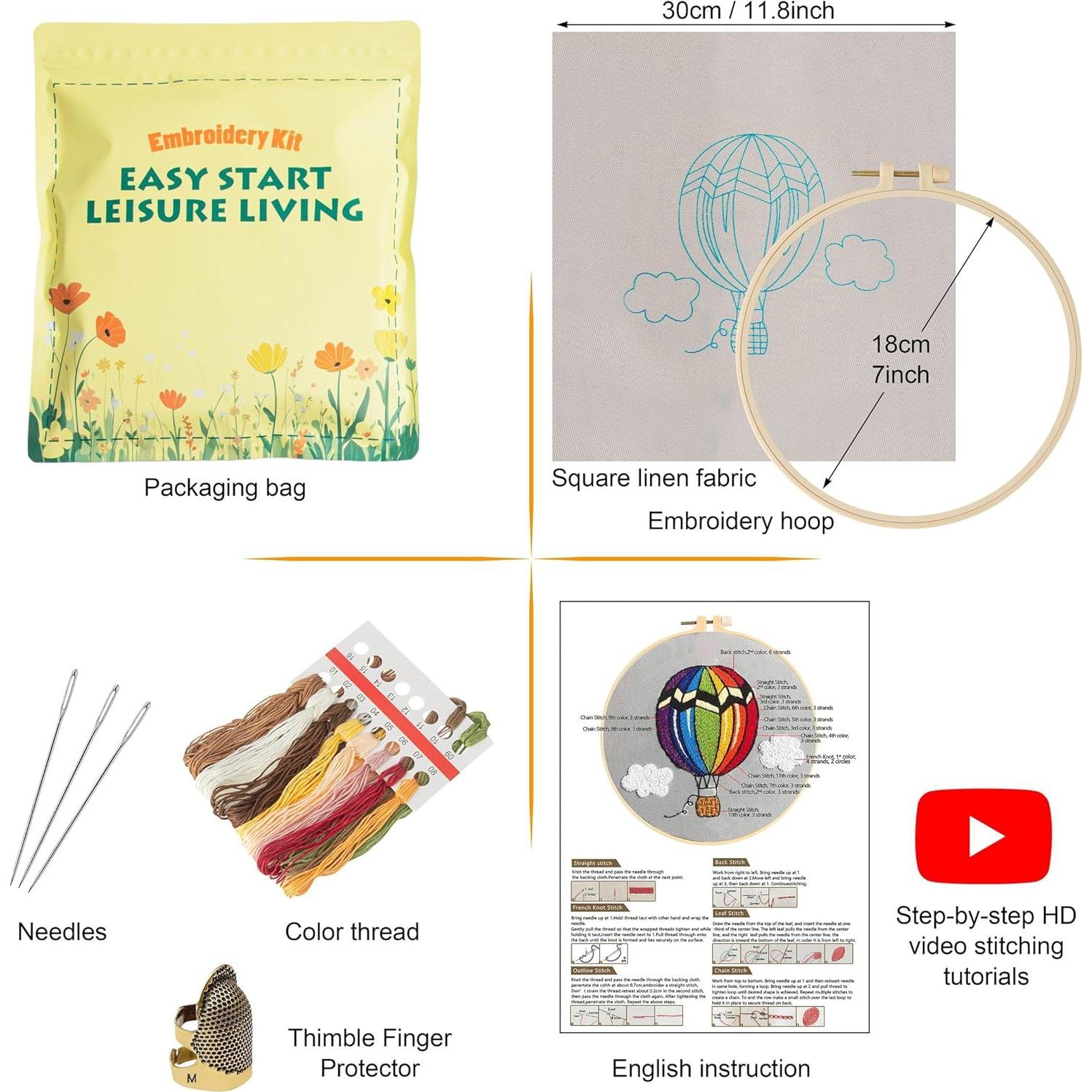 Kit de Bordado Culberta Mini Globo Aerostático para Principiantes