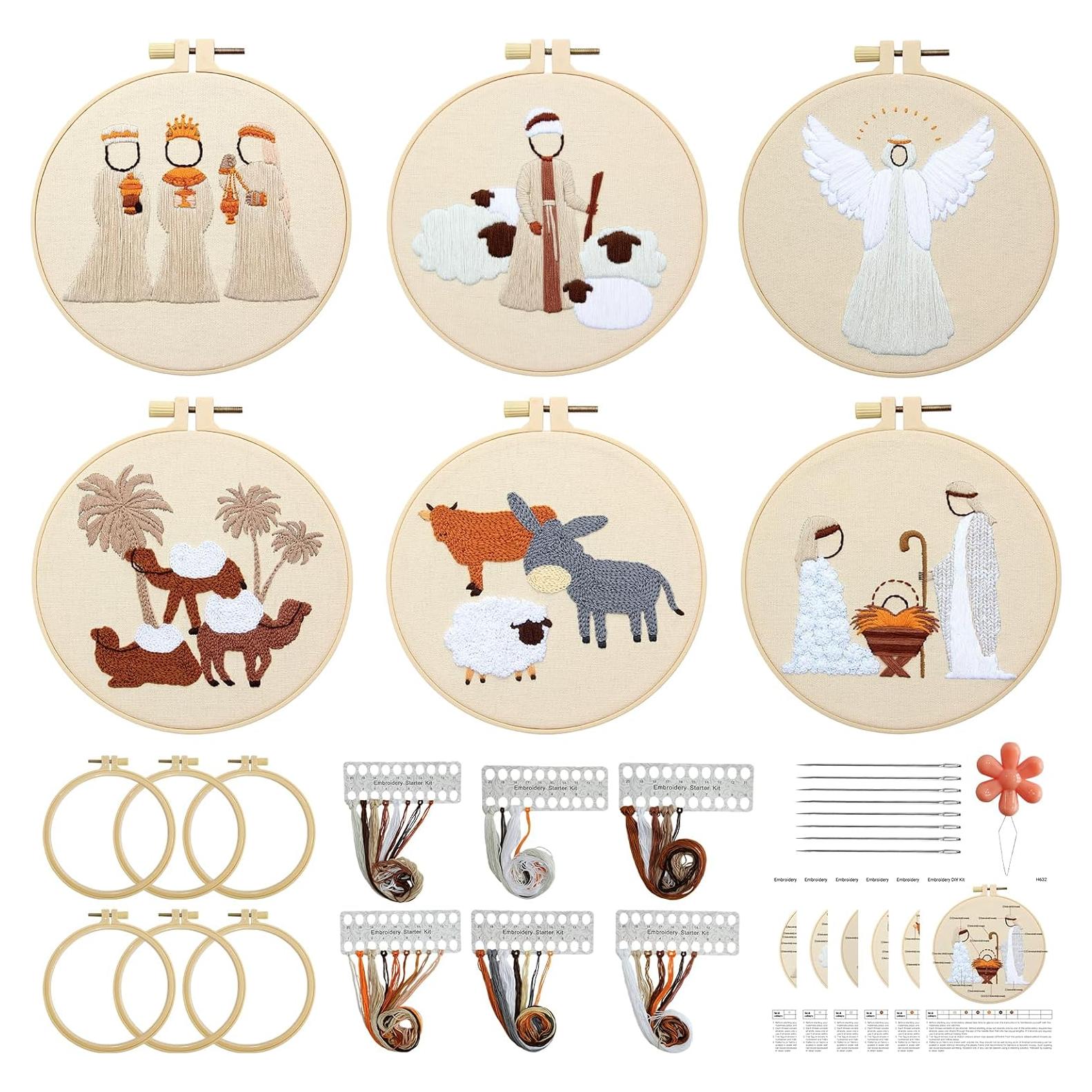 Kit de Bordado de Natividad Stranthother - 6 Diseños para Principiantes