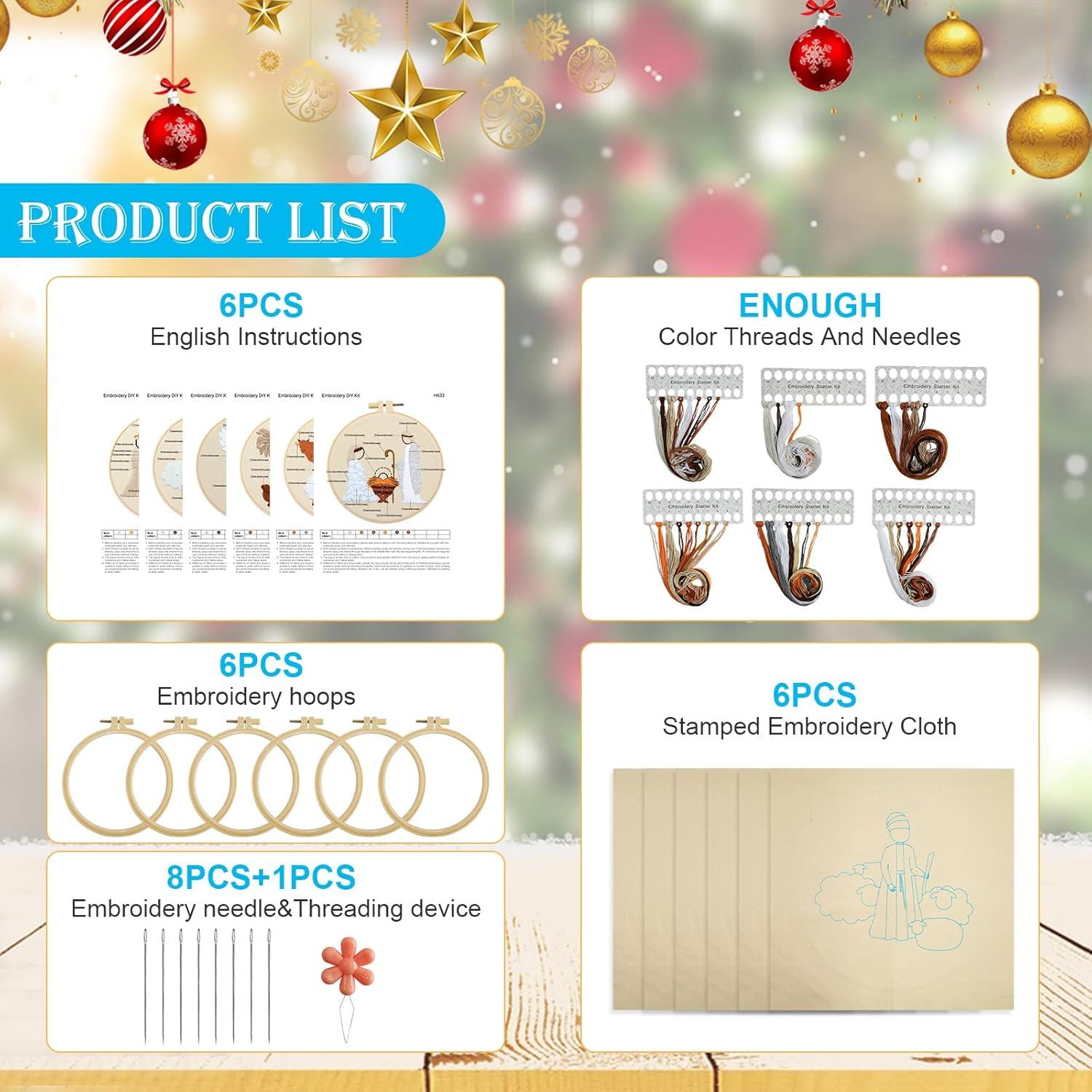 Kit de Bordado de Natividad Stranthother - 6 Diseños para Principiantes