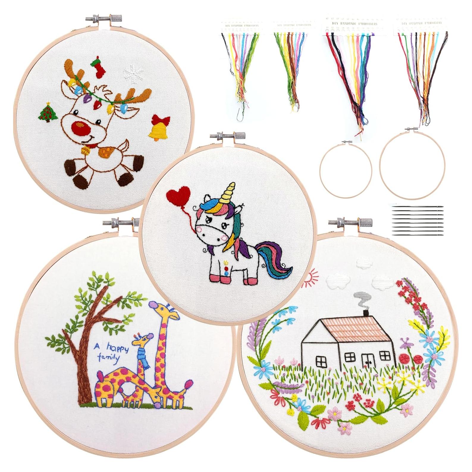 Kit de Bordado BAPPRJY para Principiantes - 4 Piezas con Patrones