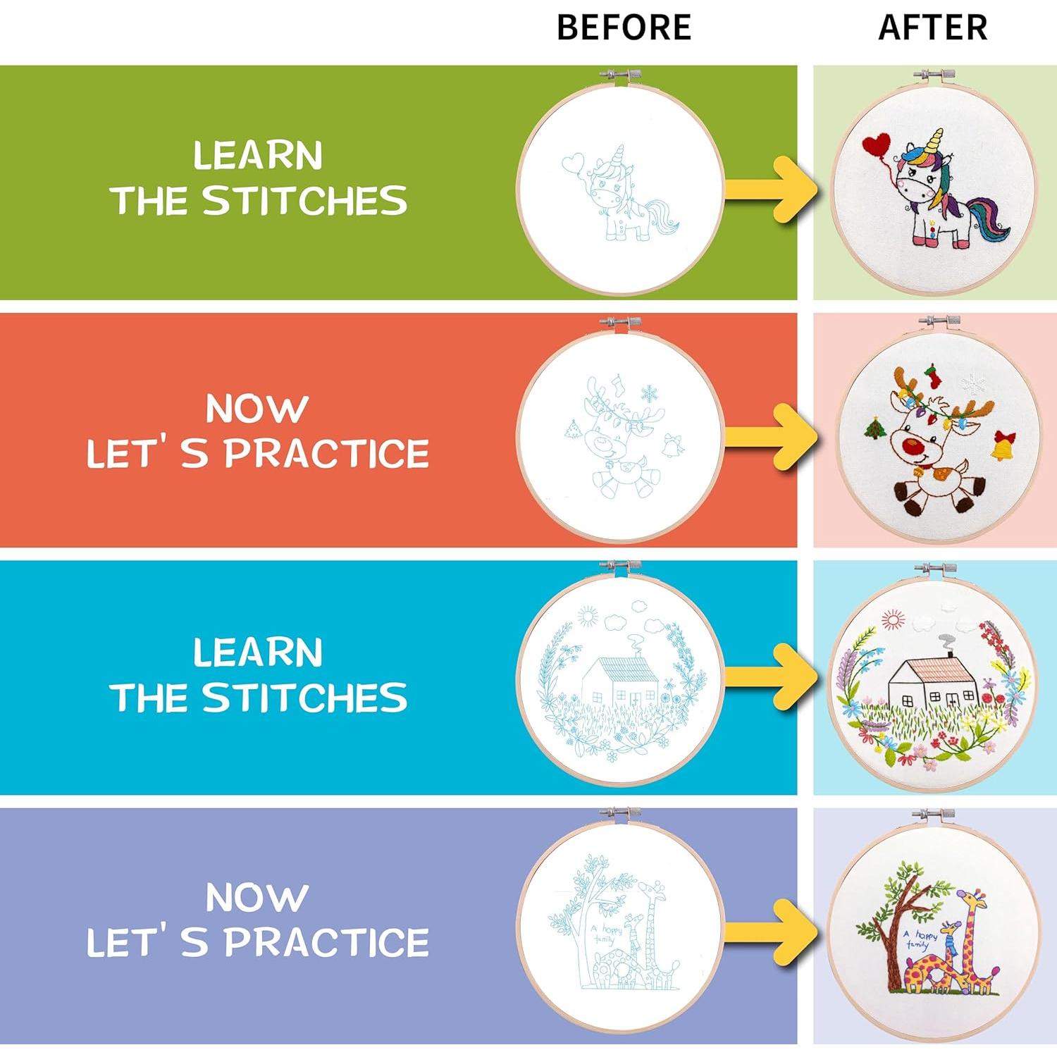 Kit de Bordado BAPPRJY para Principiantes - 4 Piezas con Patrones