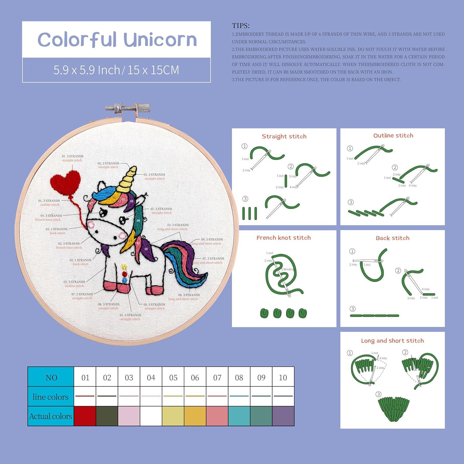 Kit de Bordado BAPPRJY para Principiantes - 4 Piezas con Patrones