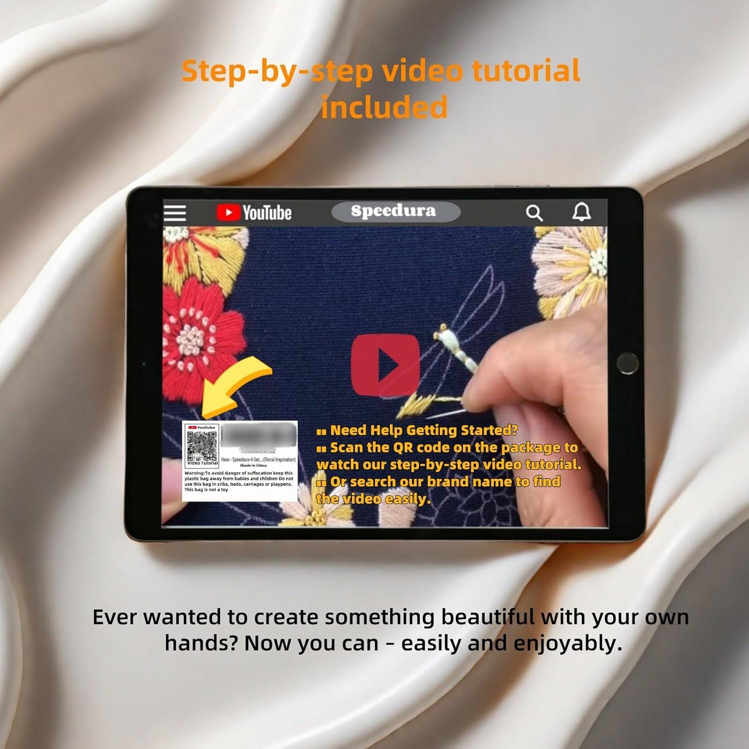 Kit de Bordado Speedura 20 cm - Iniciación Floral para Adultos