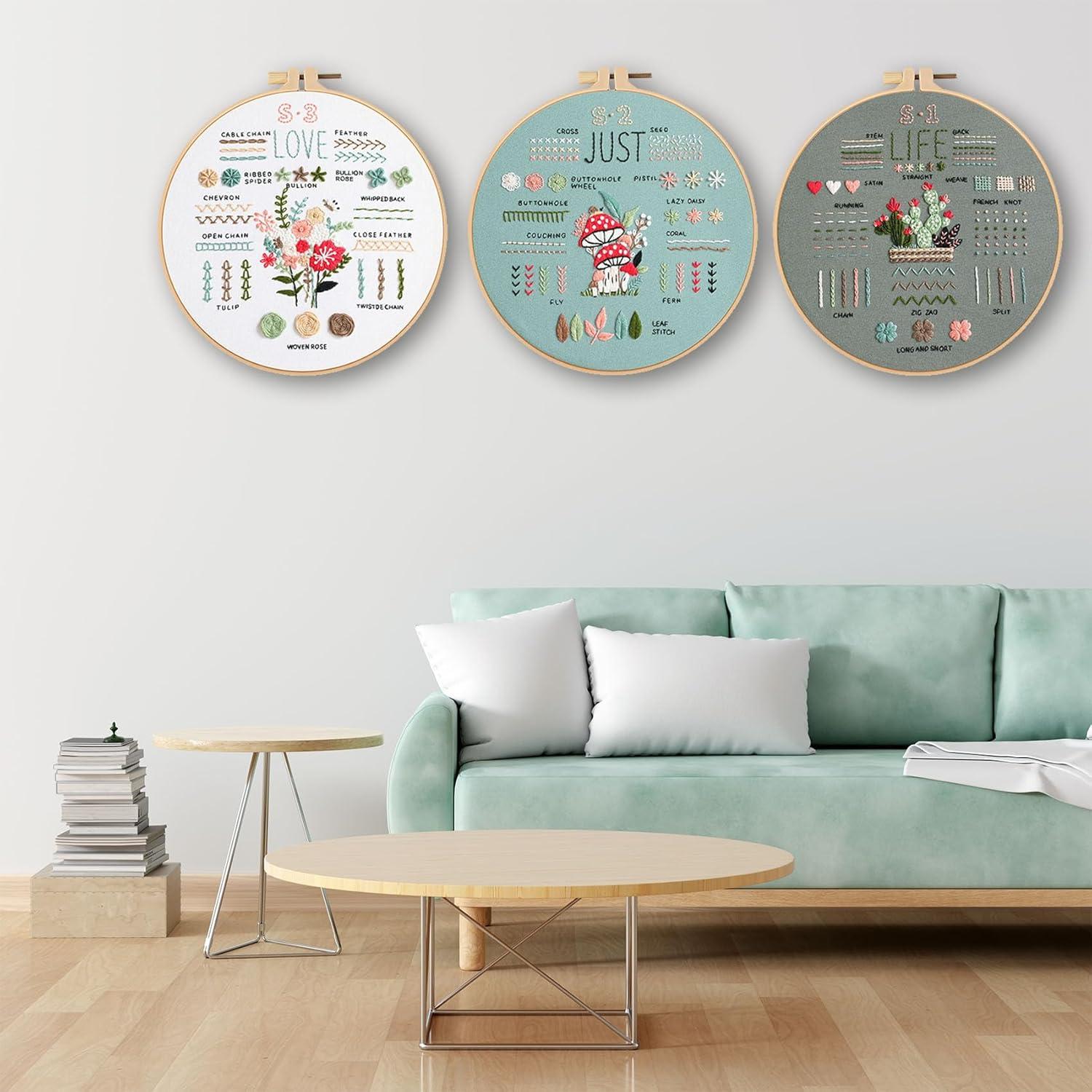 Kit de Bordado Ohcol para Principiantes - 3 Patrones y Aro