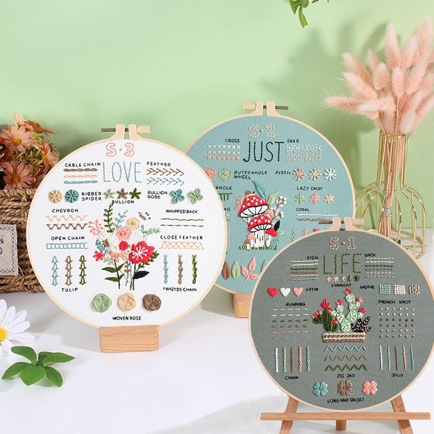 Kit de Bordado Ohcol para Principiantes - 3 Patrones y Aro