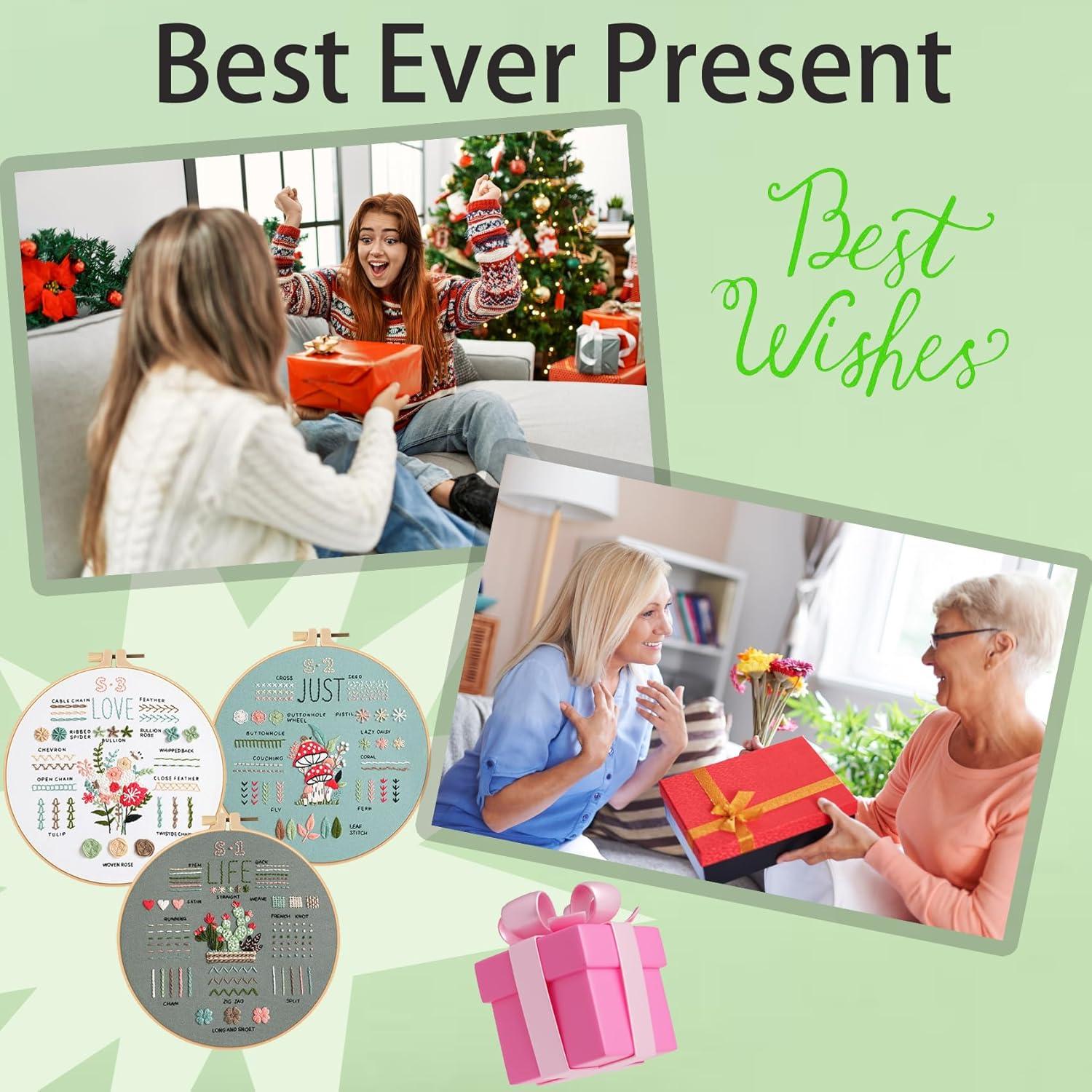 Kit de Bordado Ohcol para Principiantes - 3 Patrones y Aro